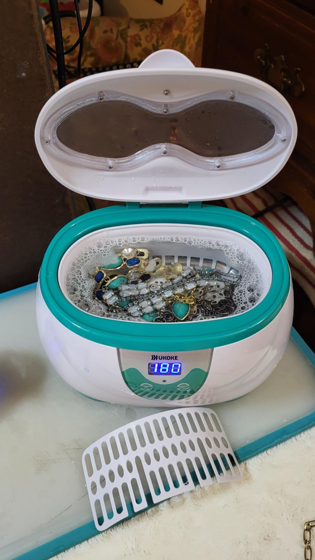 Ukoke UUC06S Ultrasonic Cleaner, Professional Jewelry Cleaner for Eyeglasses, Rings and Watches, 42kHz Portable Sonic Cleaner with 600ml Capacity Stainless Steel Tank customer photo 2