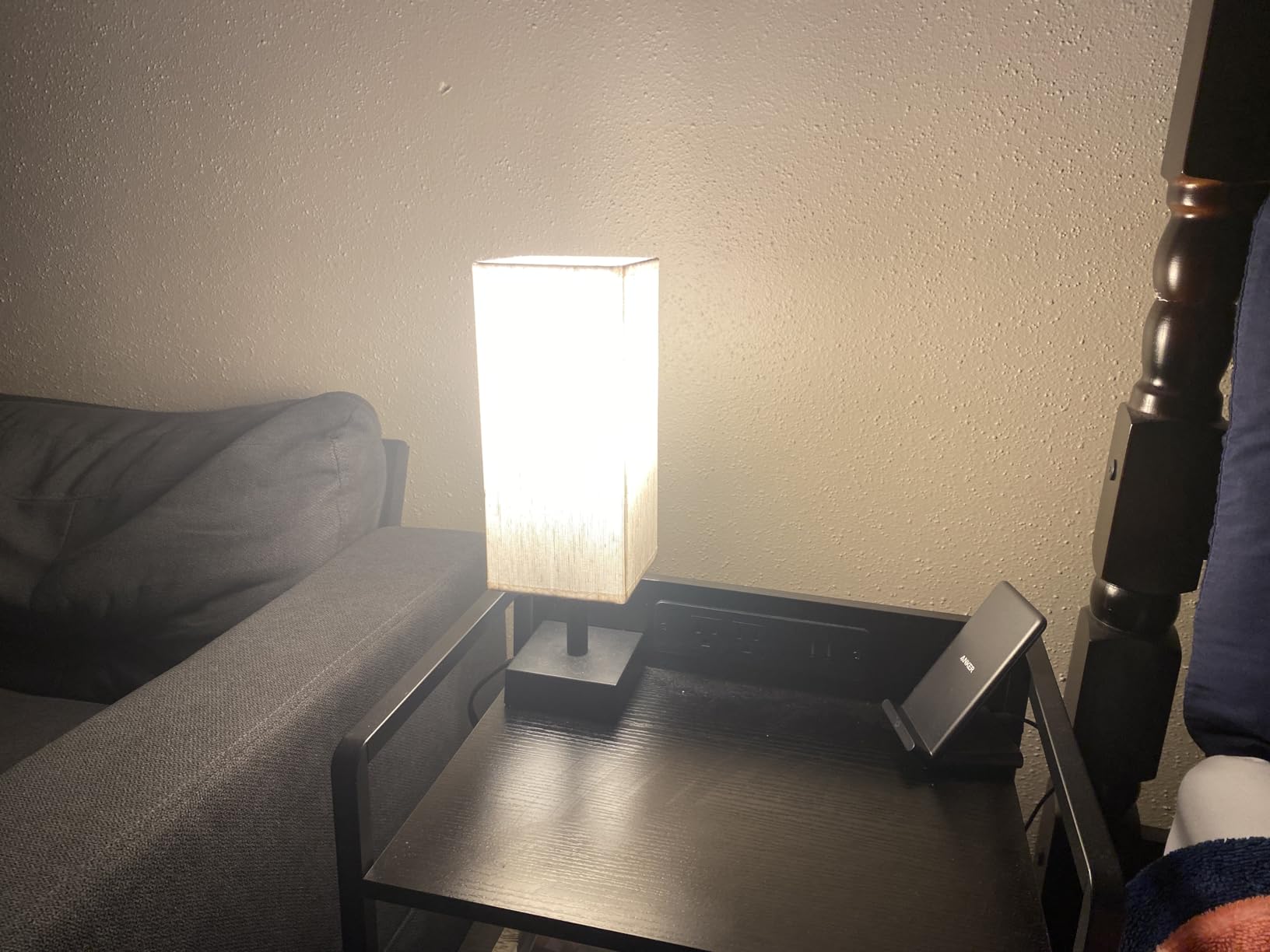 aooshine Small Bedside Table Lamp for Bedroom - Square Cream Fabric Shade customer photo 1