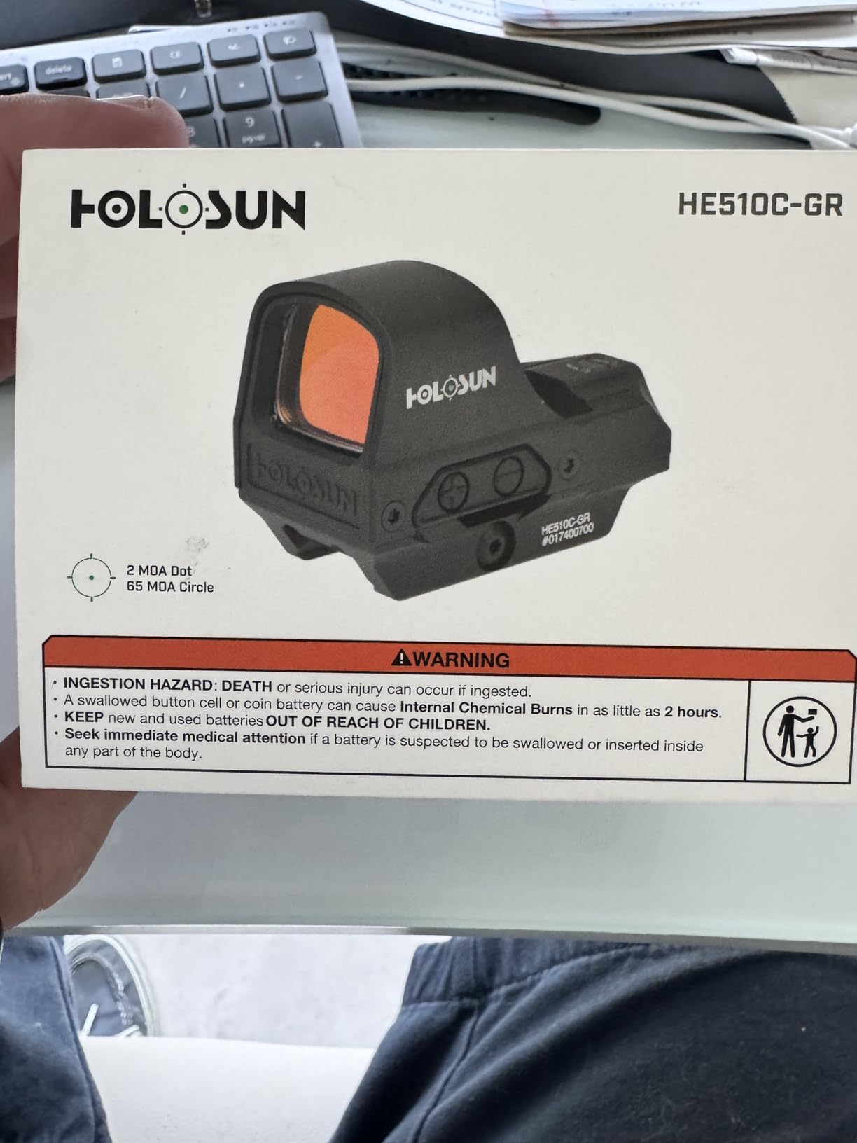 Holosun 510C Multi-Reticle 2 MOA Dot & 65 MOA Circle Open Reflex Sight - Solar FailSafe Shake-Awake, 12 Settings - Red/Green Reticle customer photo 2