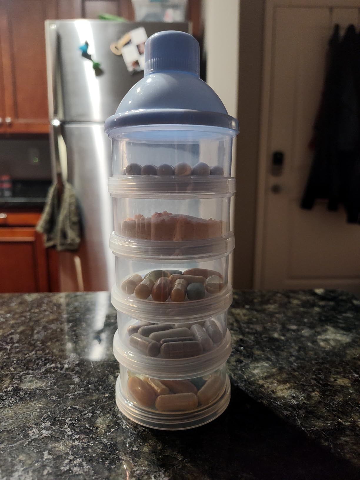 Accmor Formula Dispenser On The Go, 5 Compartments Stackable Formula Container for Travel, Baby Milk Powder Kids Snack Container, BPA Free customer photo 1