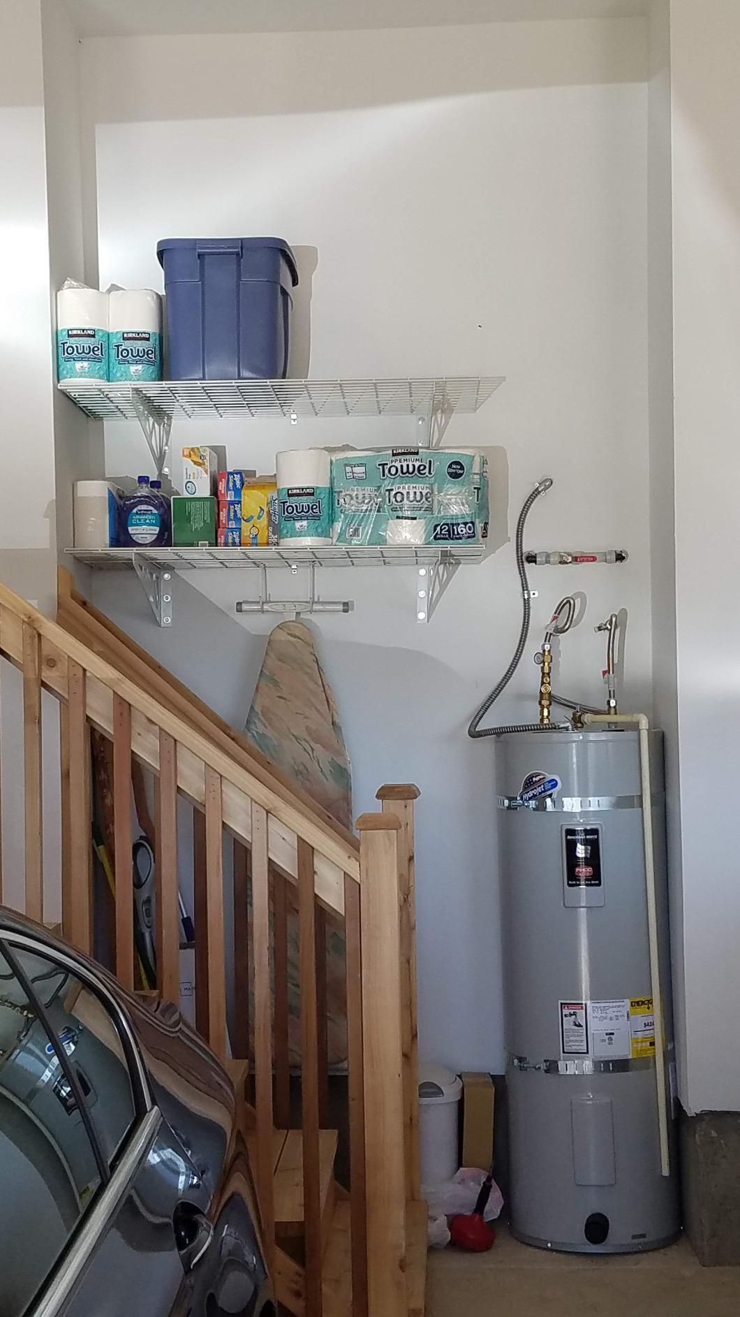 SafeRacks Steel Garage Wall Shelves 2-Pk w/Hooks, 500lb, Hammertone (18x36) customer photo 1