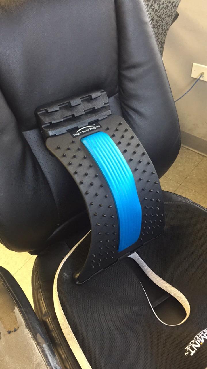 Back Stretching Device,Back Massager for Bed & Chair & Car,Multi-Level Lumbar Support Stretcher Spinal, Lower and Upper Muscle Pain Relief(Black/Blue) customer photo 2