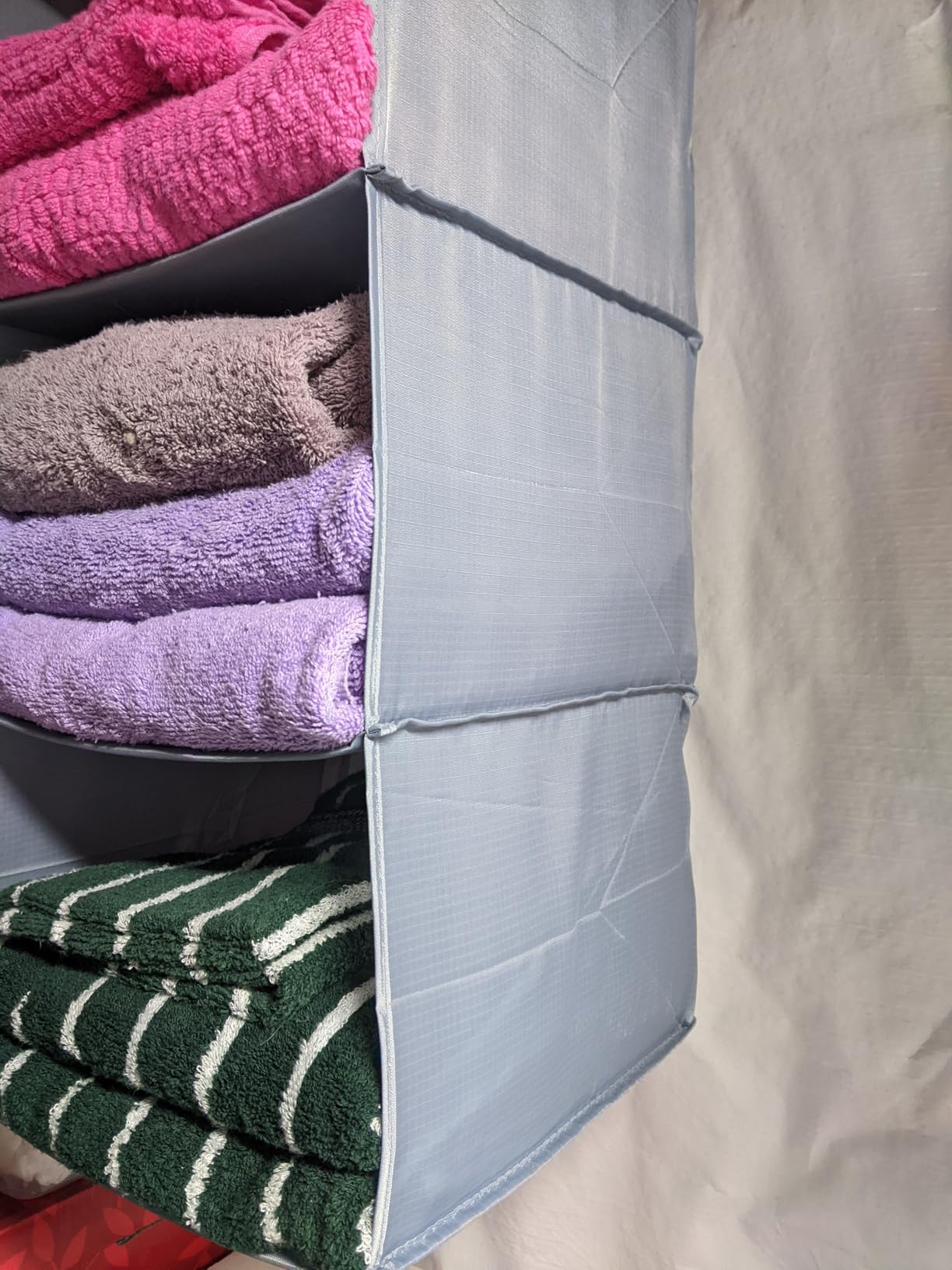 Hanging Closet Organizer 3-Shelf, Oxford Fabric Wardrobe Storage, Gray customer photo 2