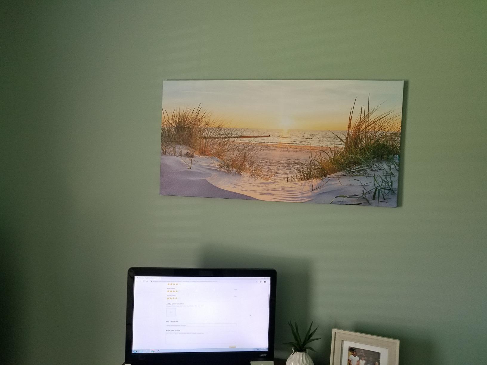 MHARTK66 Wall Decor for Living Room Large Canvas Wall Art for Bedroom Modern Office Pictures Blue Sun Beach Grass Ocean Landscape Paintings Canvas Art Prints Home Decorations customer photo 1
