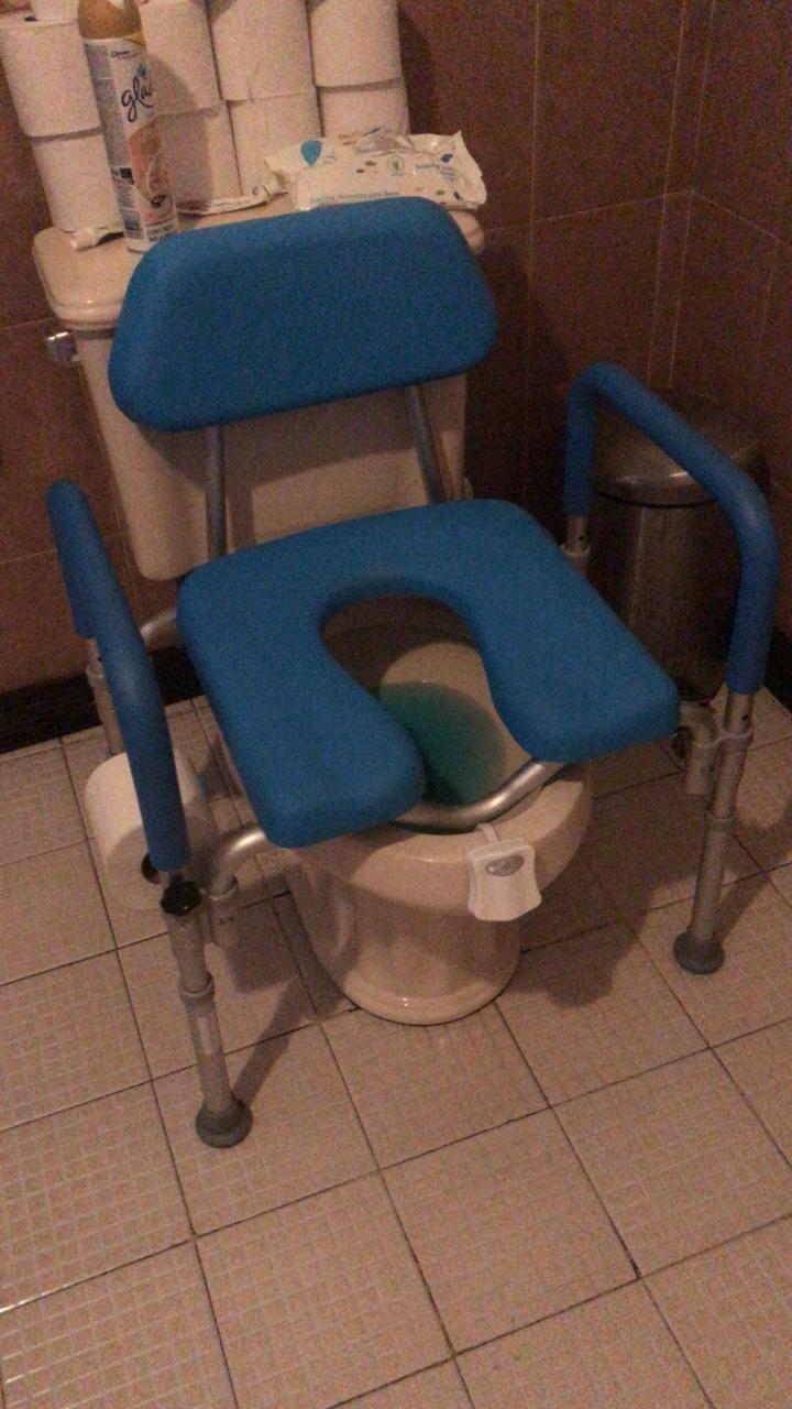 Dignity Ultra-Premium Padded Commode Shower Chair, Comfortable Raised Toilet Seat with Padded Arm Handles and Backrest, for Seniors, Elderly, Adjustable Height, Includes Commode Pail and Lid, Blue customer photo 1