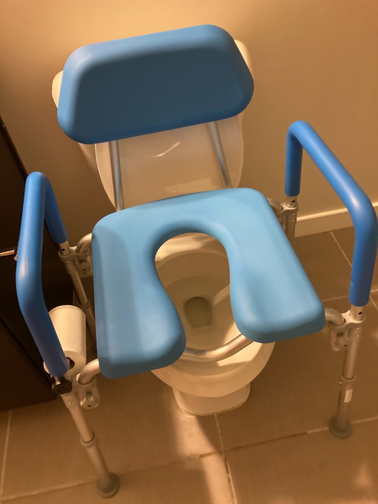 Dignity Ultra-Premium Padded Commode Shower Chair, Comfortable Raised Toilet Seat with Padded Arm Handles and Backrest, for Seniors, Elderly, Adjustable Height, Includes Commode Pail and Lid, Blue customer photo 2