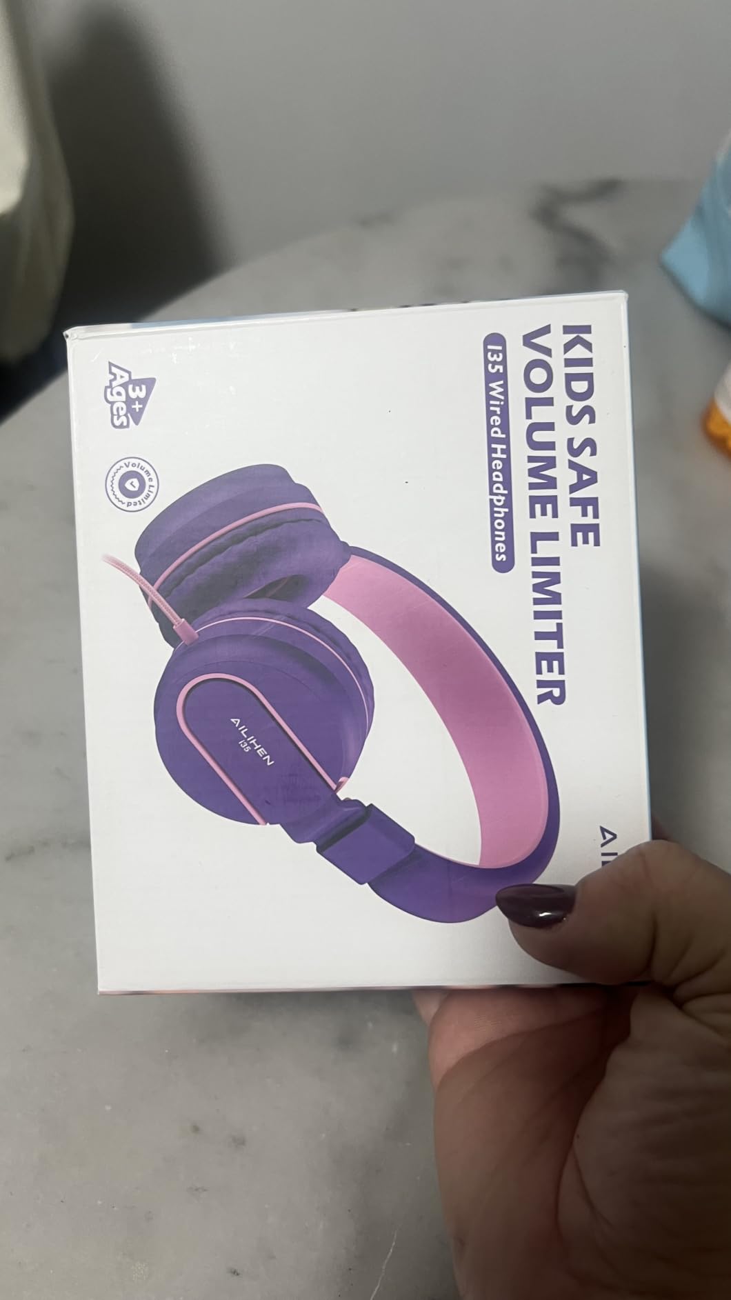Kids Headphones for School with Microphone, 93dB Volume Limited, PinkPurple customer photo 1