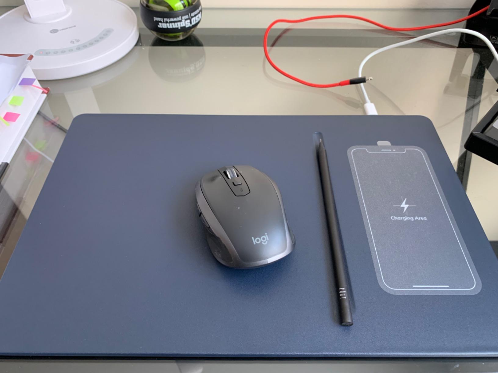 POUT H3 PRO Wireless Charging Mouse Pad – Qi-Enabled Fast Charger with Anti-Slip Base & Smooth Surface for Phones and Earbuds – Sleek Desk Accessory for Home & Office (Latte Cream) customer photo 2