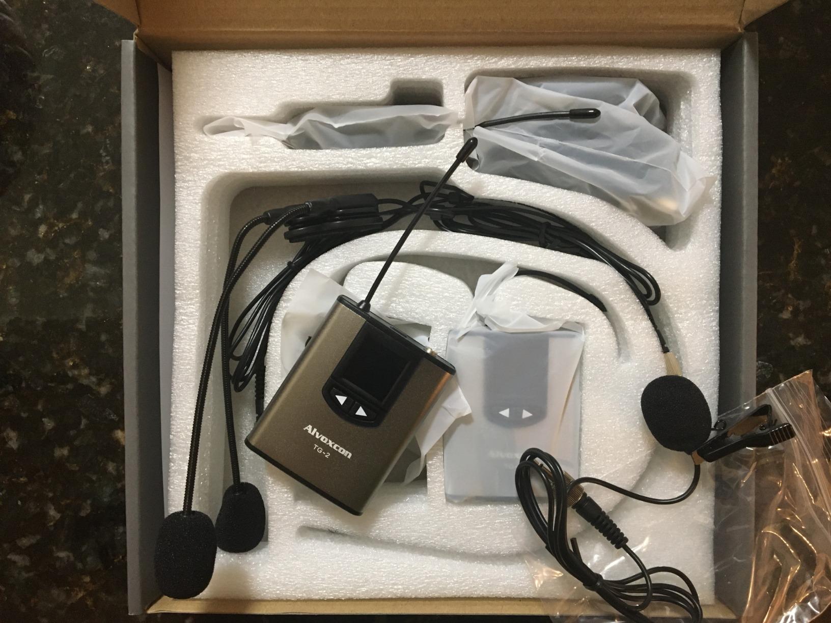 Alvoxcon UHF Dual Channel Wireless Lavalier Microphone System with Volume Control for iPhone, DSLR, PA Speaker, YouTube, Podcast, Video Recording, Conference, Vlogging, Church, Interview, Teaching customer photo 1