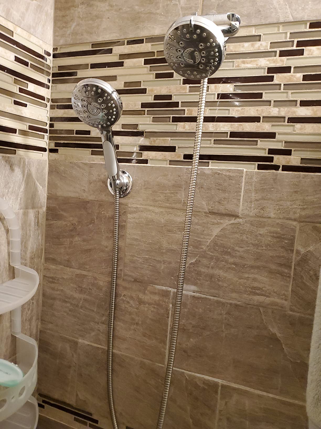AquaSpa High Pressure 48-mode Luxury 3-way Combo – Dual Rain & Handheld Shower Head – Extra Long 6 Foot Stainless Steel Hose – Anti Slip Grip – All Chrome Finish – Extra Wall Bracket customer photo 1