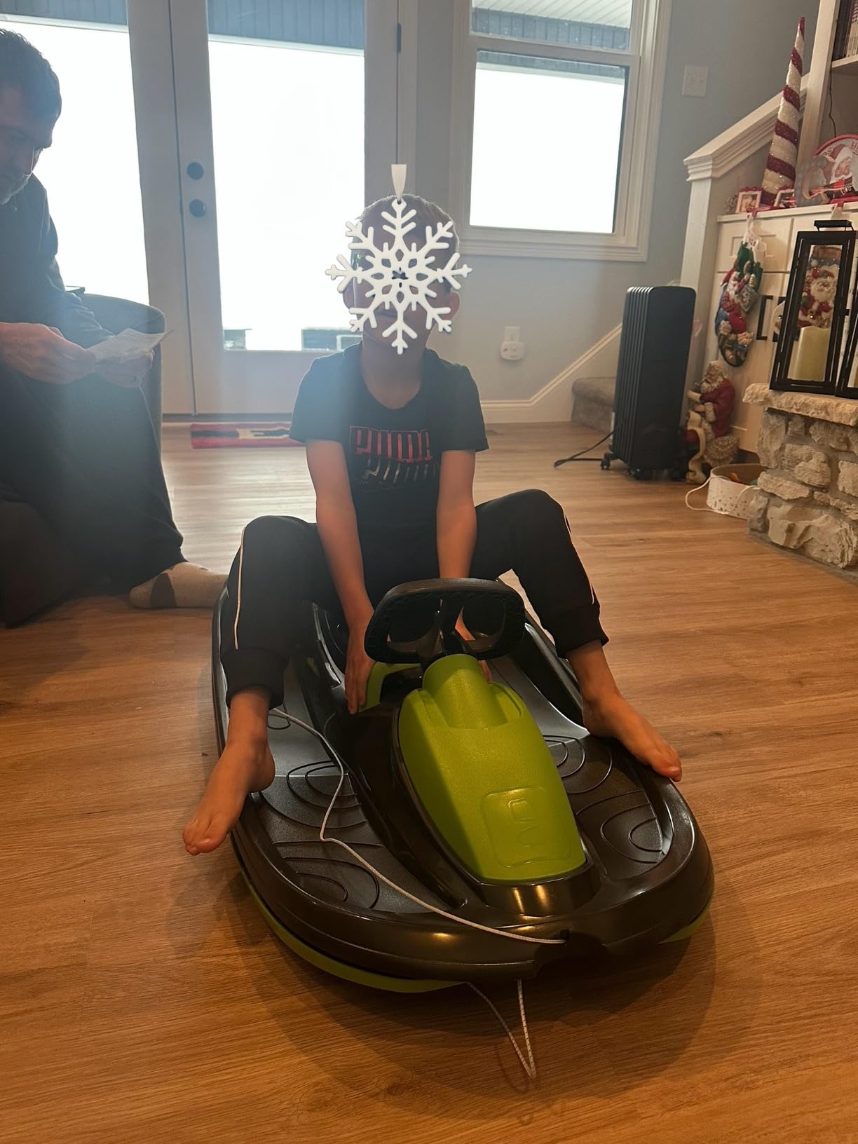 Snow Sled for Kids, Adults - Toboggan Sled, Easy Turning Steering Wheel, Anti-Slip Seat, Pull Up Brake, Durable Plastic Sled, Lightweight, Snow Sleds, Age 3+ 260 lbs customer photo 1