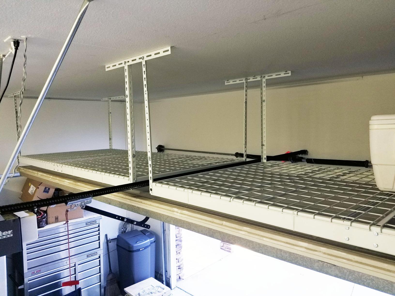 SafeRacks Gray 4x8 Overhead Storage Rack w/ 5-pc Hook Pack (24”-45