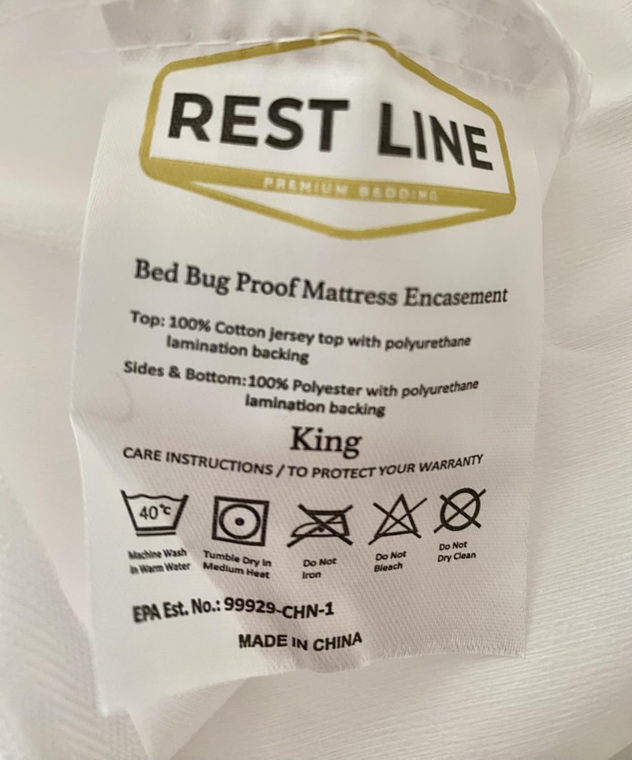 Rest Line - 100% Cotton Waterproof Zippered Mattress Encasement - Queen customer photo 2