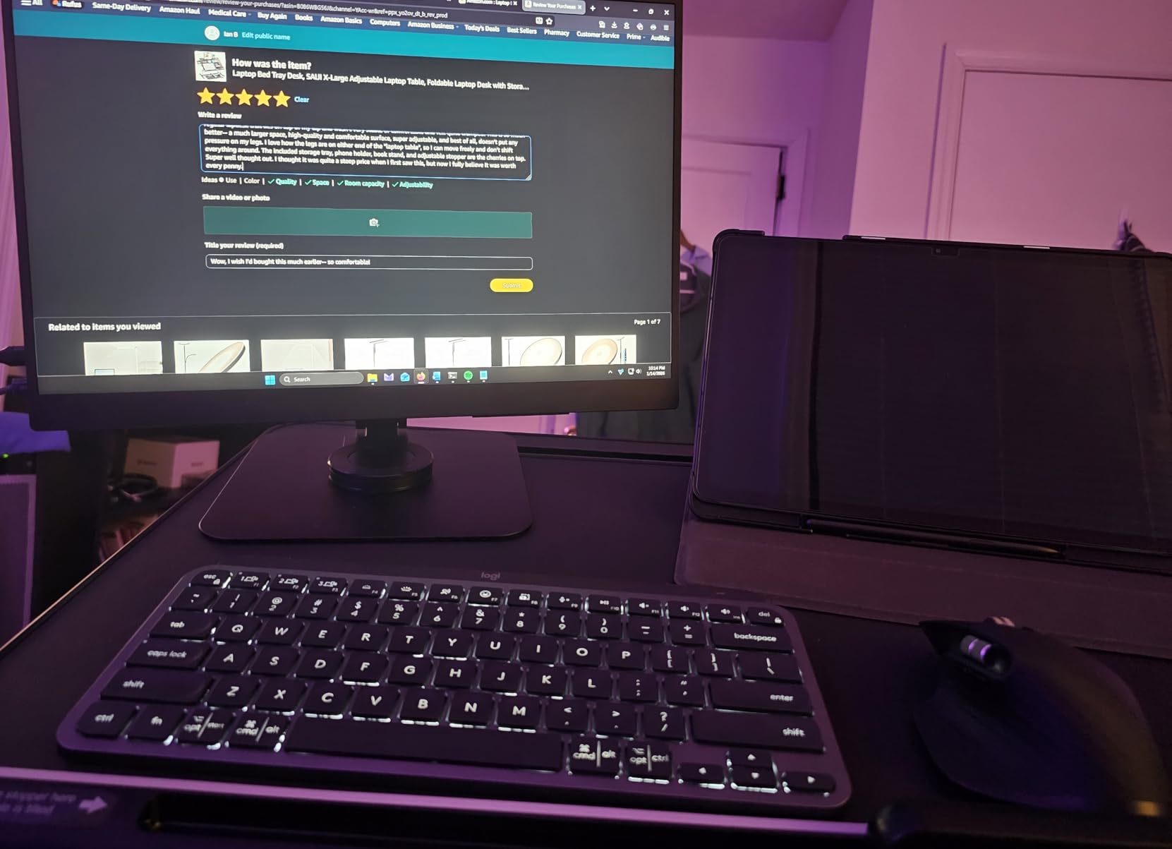 Laptop Lap Desk for Bed, SAIJI X-Large Adjustable Laptop Table customer photo 2