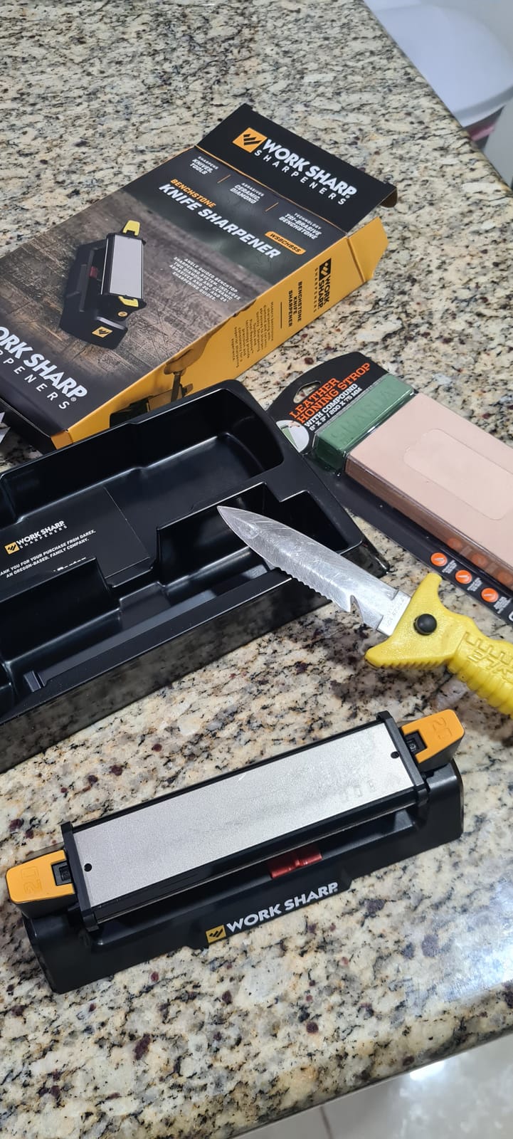 Work Sharp Benchstone Knife Sharpener, 3 sided for faster manual pocket or hunting knife sharpening customer photo 1