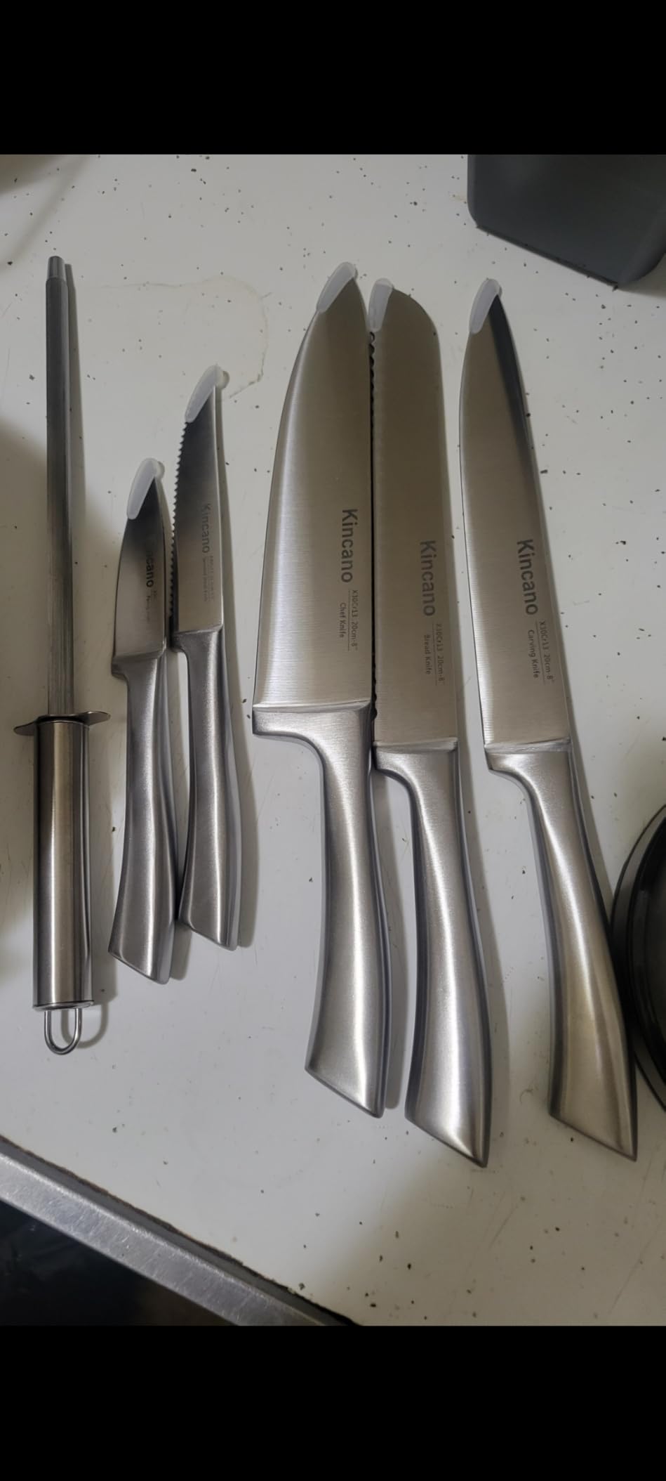 Knife Set, 14 PCS High Carbon Stainless Steel Super Sharp Kitchen Knife Set for Chef with Acrylic Stand, include Steak Knives, Sharpener and Scissors, Ergonomical Design by kincano customer photo 2