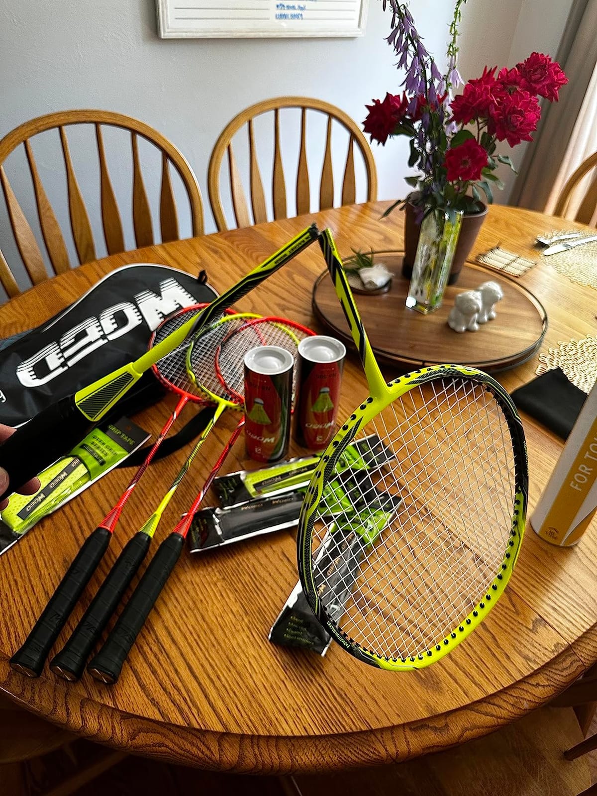 Professional Carbon Fiber Badminton Rackets Badminton Racquet for Backyards Gym customer photo 2