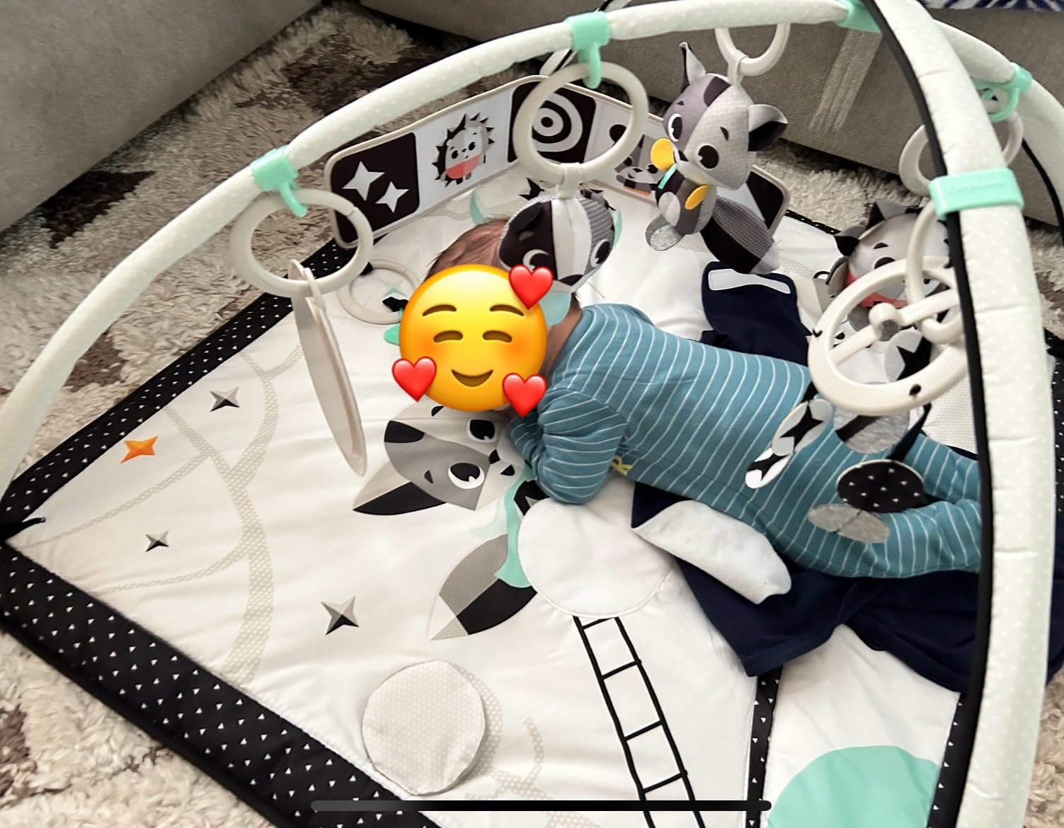 Tiny Love Baby Tummy Time Play Mat, Gymini Deluxe Baby Play Mats for Floor, Magical Tales Black & White Activity Gym customer photo 1