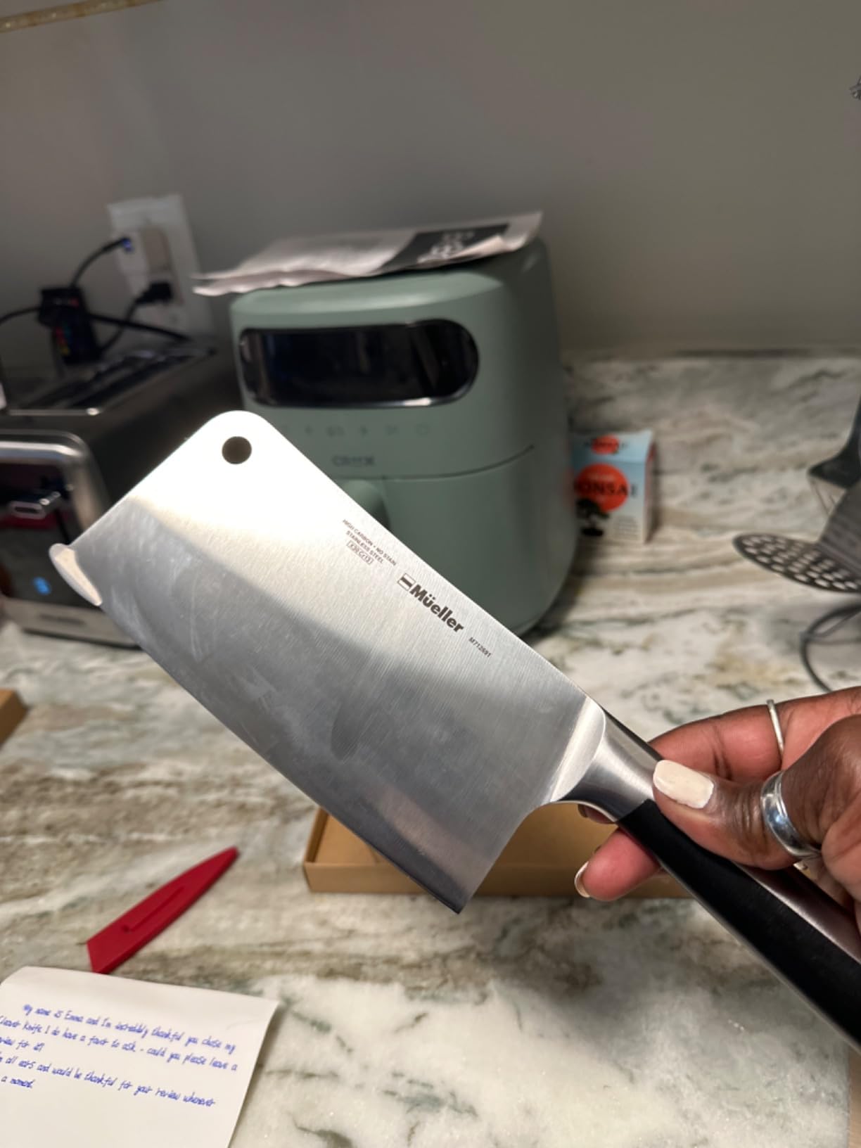 Mueller 7-Inch Meat Cleaver Butcher Knife, German High Carbon Steel customer photo 1