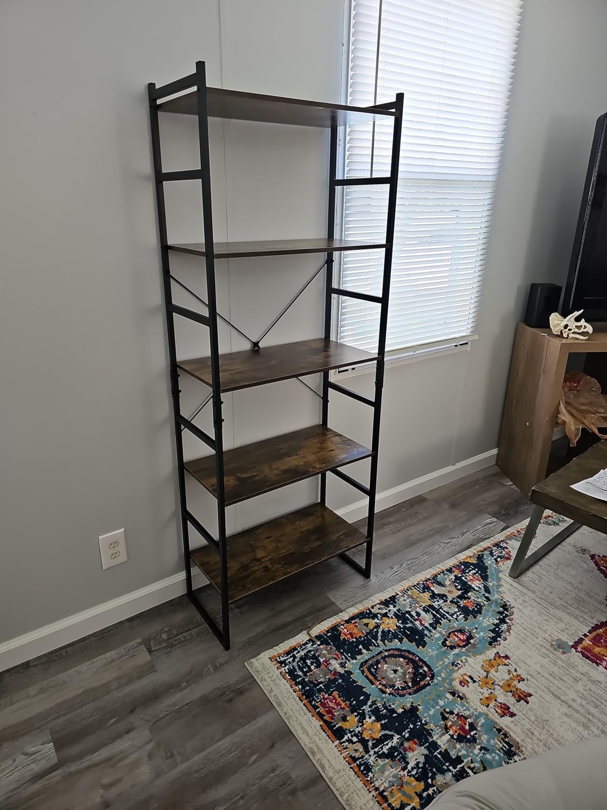 NUMENN 5 Tier Bookshelf, Tall Freestanding Open Storage Bookcase, Vintage customer photo 1