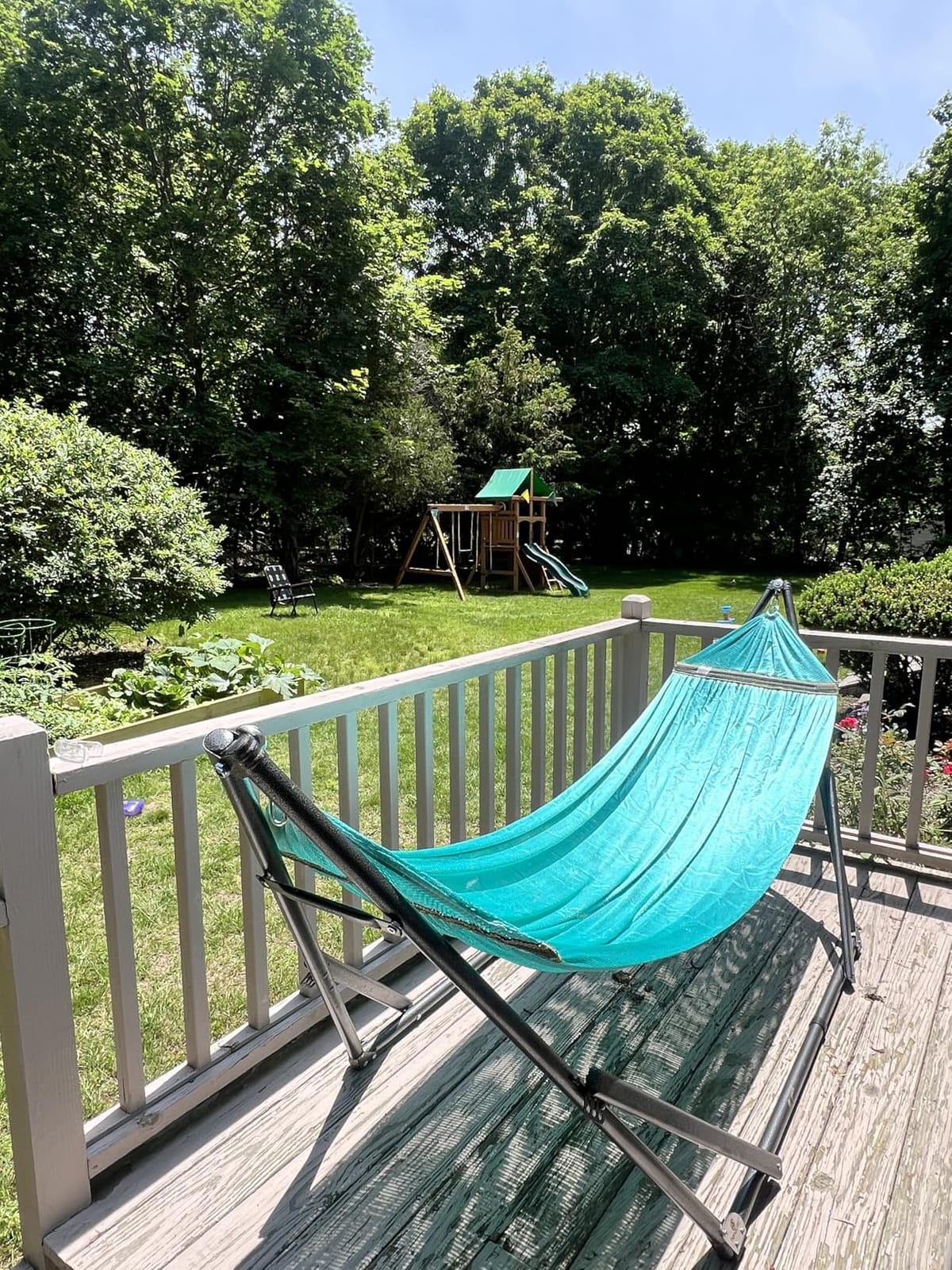 Tranquillo Universal Hammock Stand 600 lbs Capacity, Instant 20s Foldable, 3-Year Warranty Hammock with Stand, 2 Person Camping Revolutionary Portable No Screws, Premium Hammocks, Black | Black Finish, 2-Person Capacity, Polyester Mesh Net, Carry Bag Included, Tool-Free Setup, 39.3 in Height customer photo 1