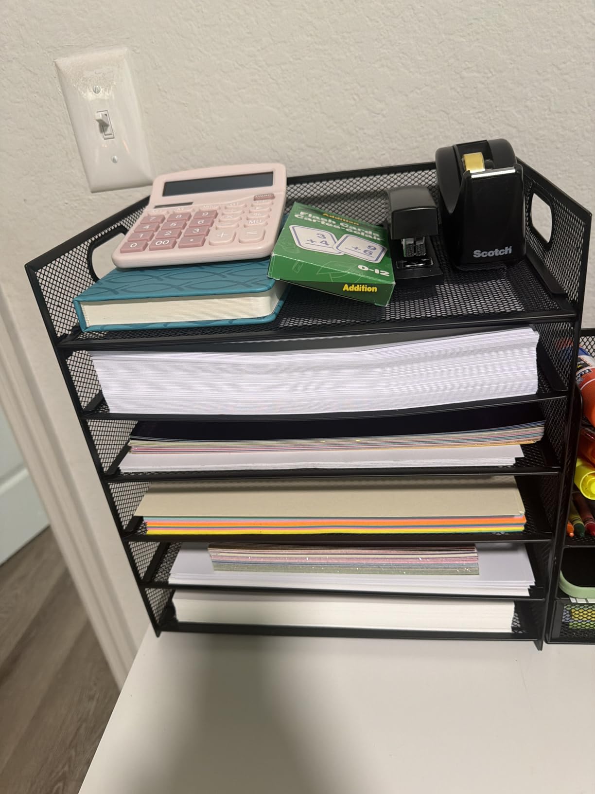 Marbrasse 6 Tier Paper Organizer Letter Tray - Mesh Desk File Organizer with Handle, Paper Sorter Organizer for Letter/A4 Office File Folder Holder - Black customer photo 1