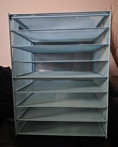Marbrasse 6 Tier Paper Organizer Letter Tray - Mesh Desk File Organizer with Handle, Paper Sorter Organizer for Letter/A4 Office File Folder Holder - Black customer photo 2