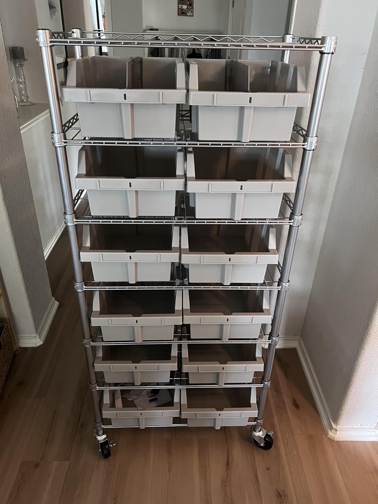 7-Tier NSF 21-Bin Steel Wire Shelving Rack, 48
