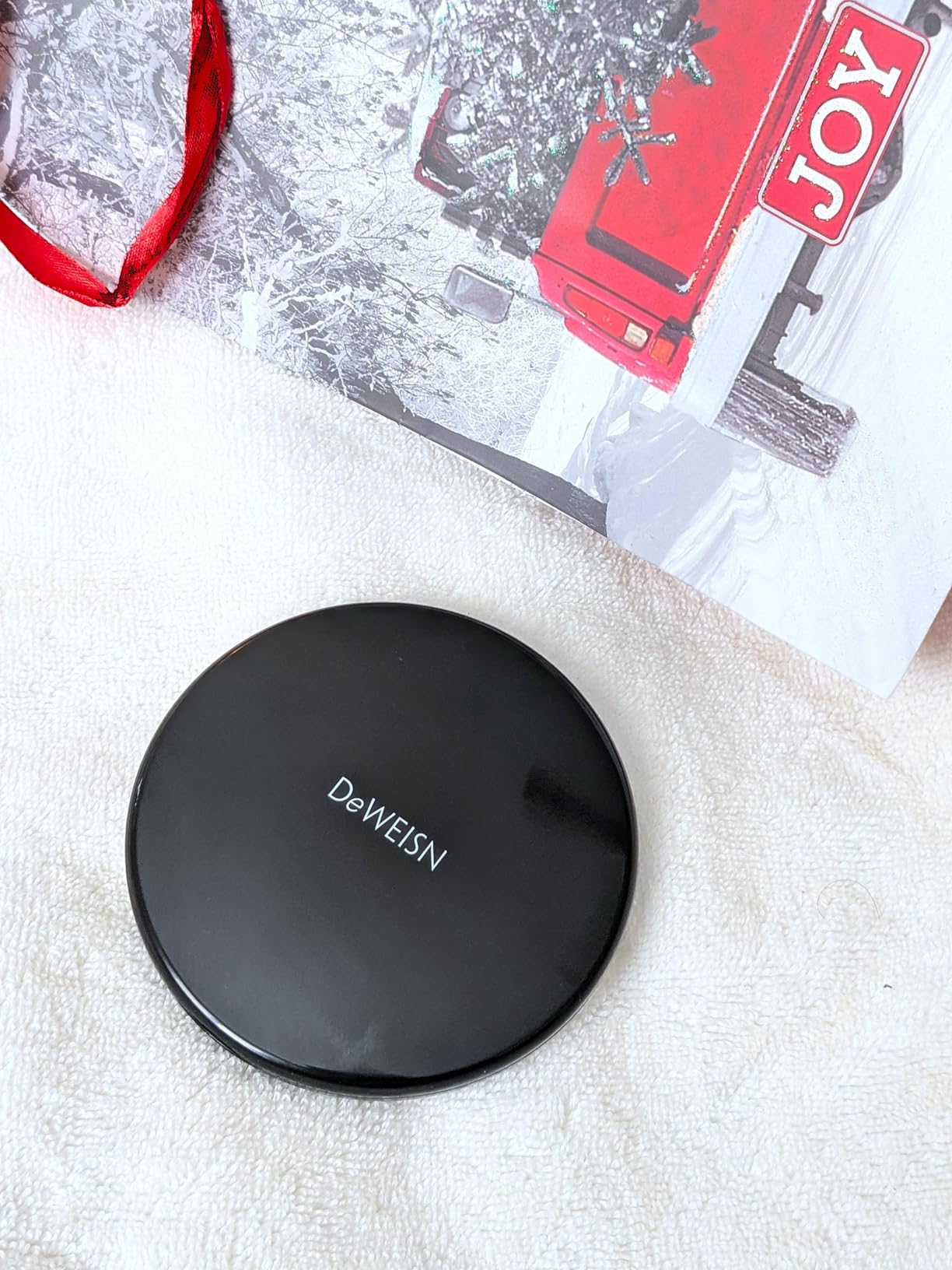 deweisn Magnifying Compact Cosmetic Mirror Elegant Compact Pocket Makeup Mirror, Handheld Travel Makeup Mirror with Powerful 10x Magnification and 1x True View Mirror for Travel or Your Purse customer photo 2
