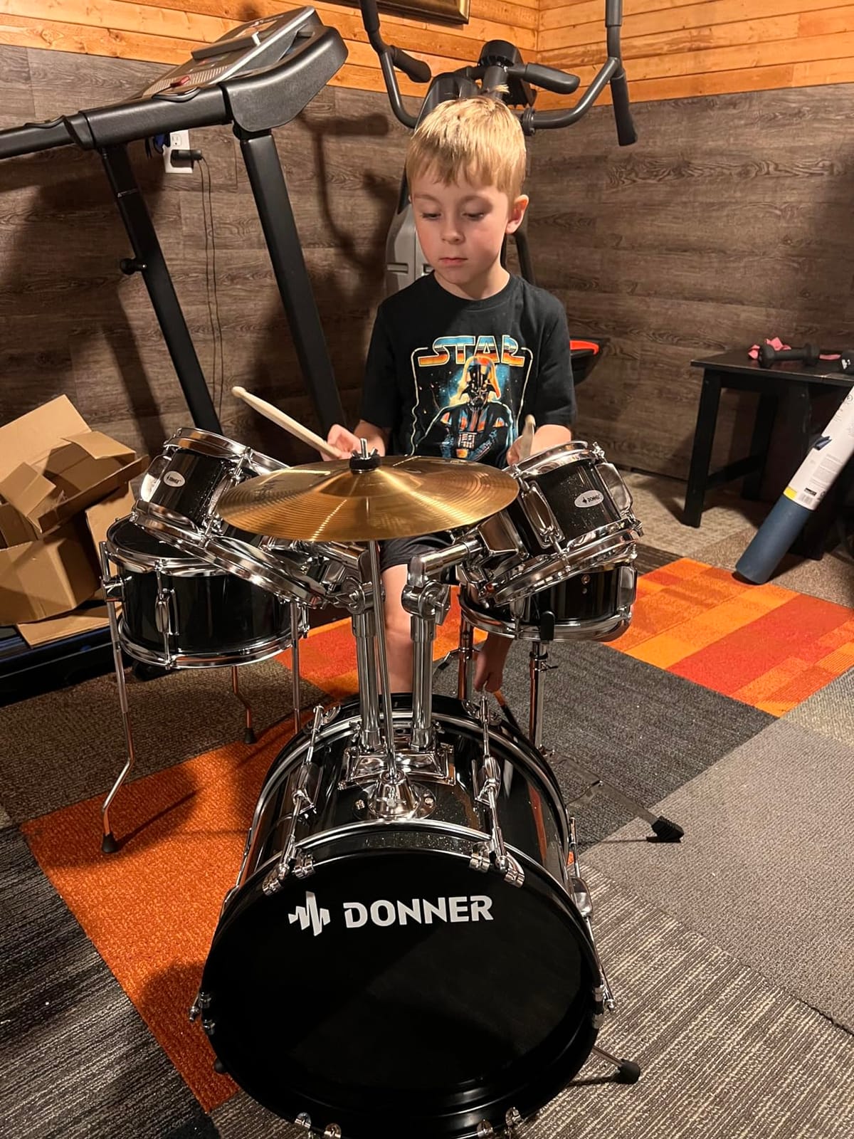 Kids Drum Sets-Donner 5-Piece for Beginners,14 inch Junior Drum Kit, with Adjustable Throne, Cymbal, Hi-Hat, Pedal & Drumstick, Present for Child-Blue customer photo 2