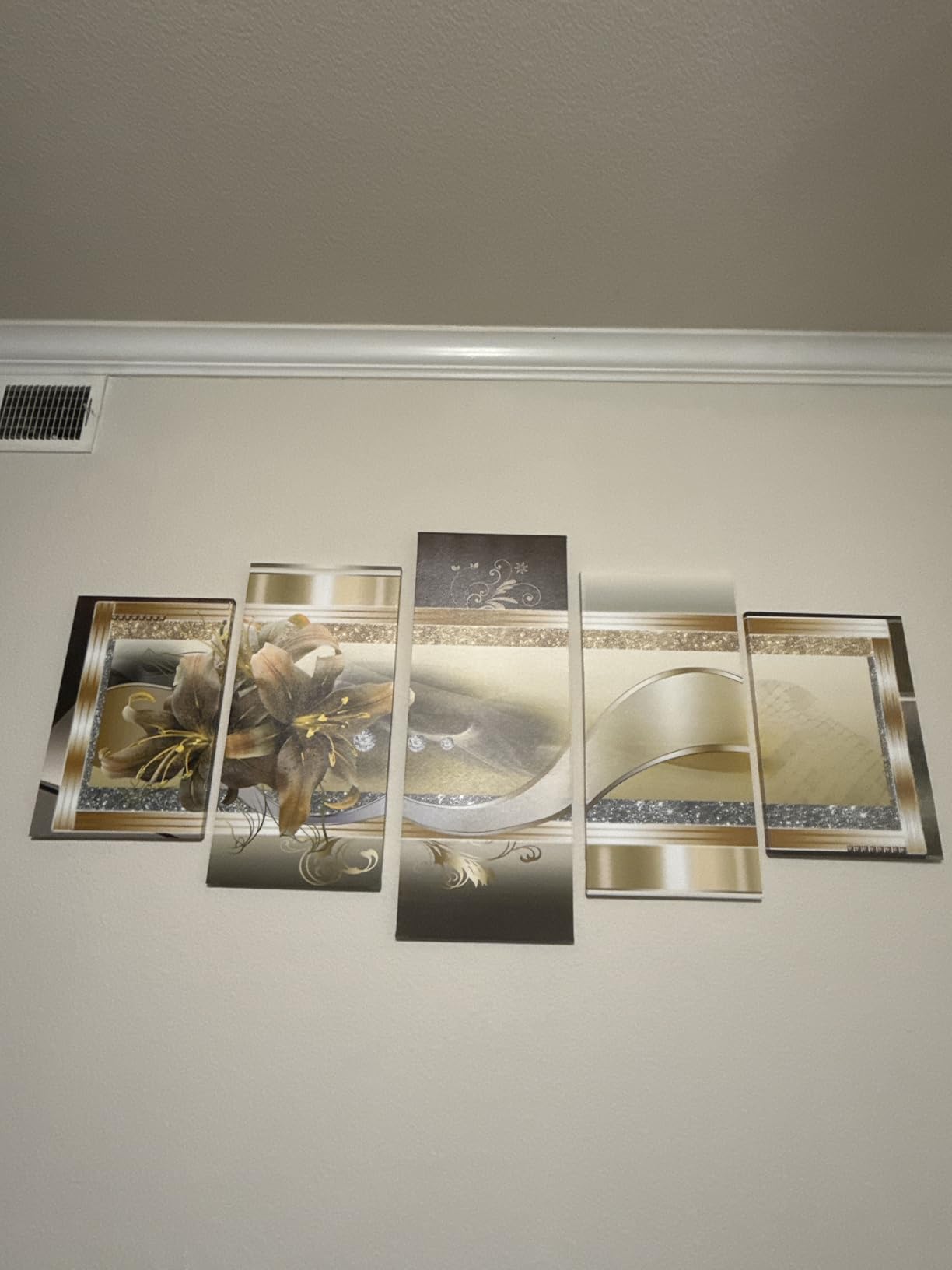 LUDUHU Orchid Flowers Canvas Print - Abstract Floral Wall Art - Yellow Poster for Bedroom (80x40inch Oversize) customer photo 1