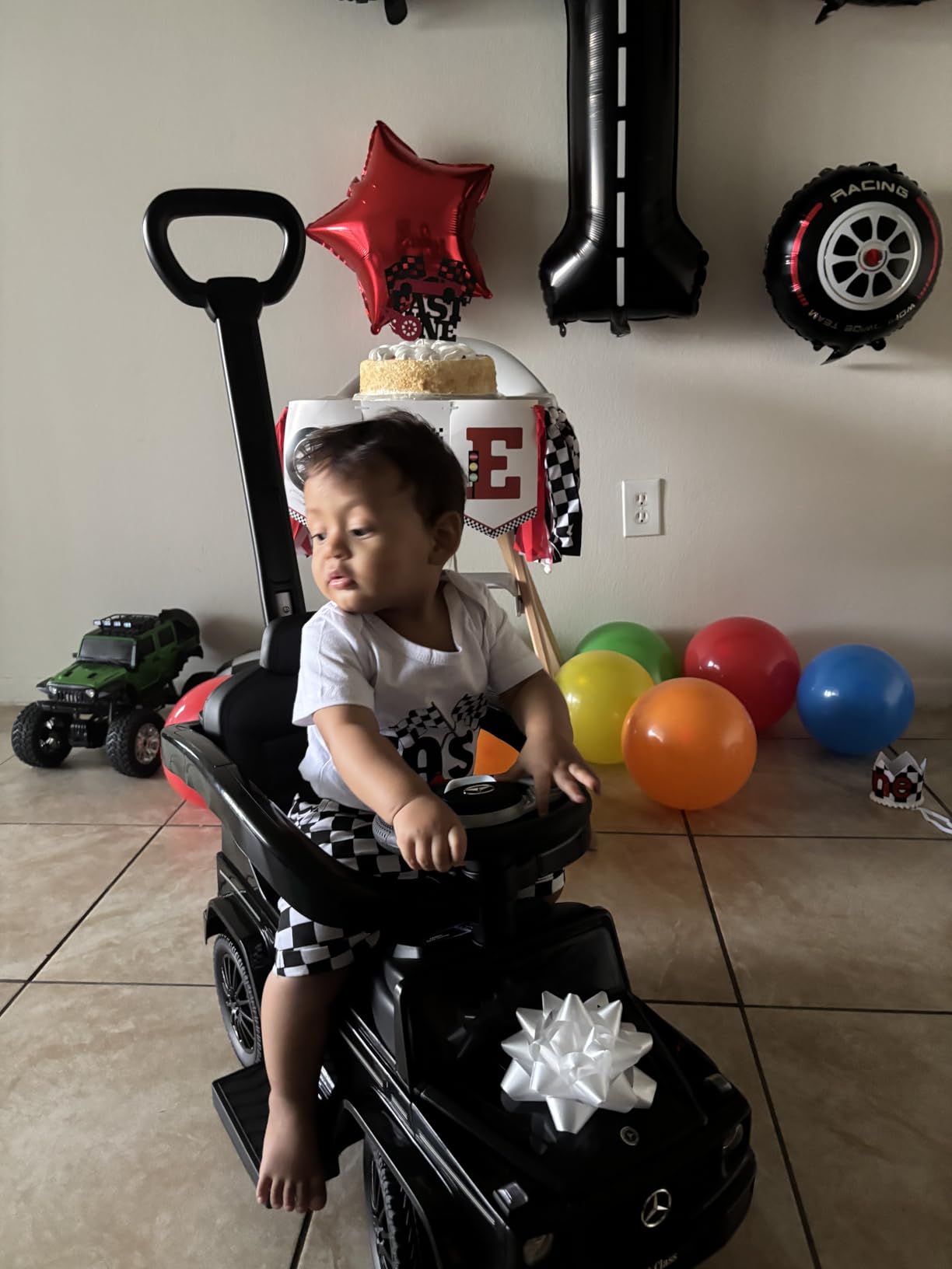 Best Ride On Cars 3 In 1 Mercedes G-Wagon Push Car for Toddlers 1 to 3 Years Old, Kids Outdoor Stroller with Music, Horn Sounds, and Handle, Realistic Driving Experience, Black customer photo 2