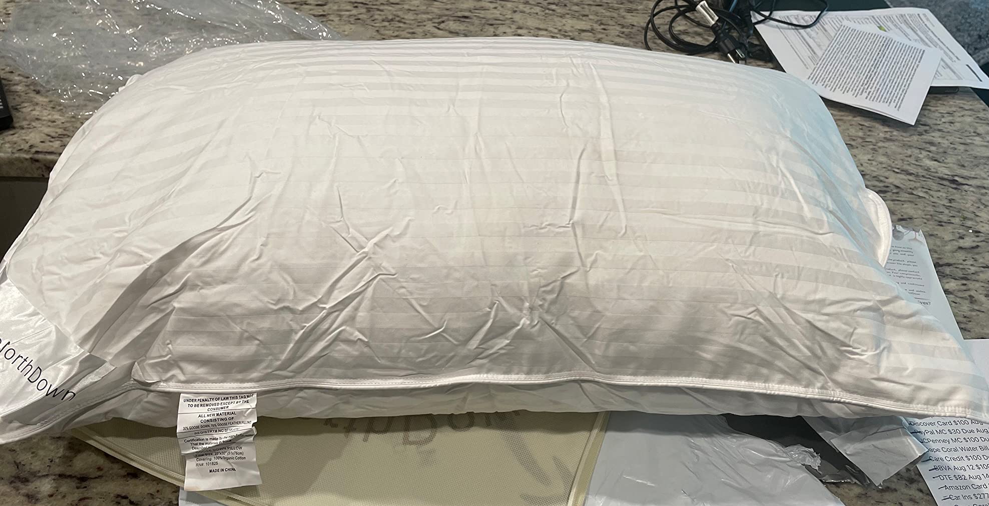 Standard Goose Down Feather Hotel Collection Bed Pillows for Sleeping One Pillow for Back, Stomach or Side Sleepers Stripe White Color customer photo 1
