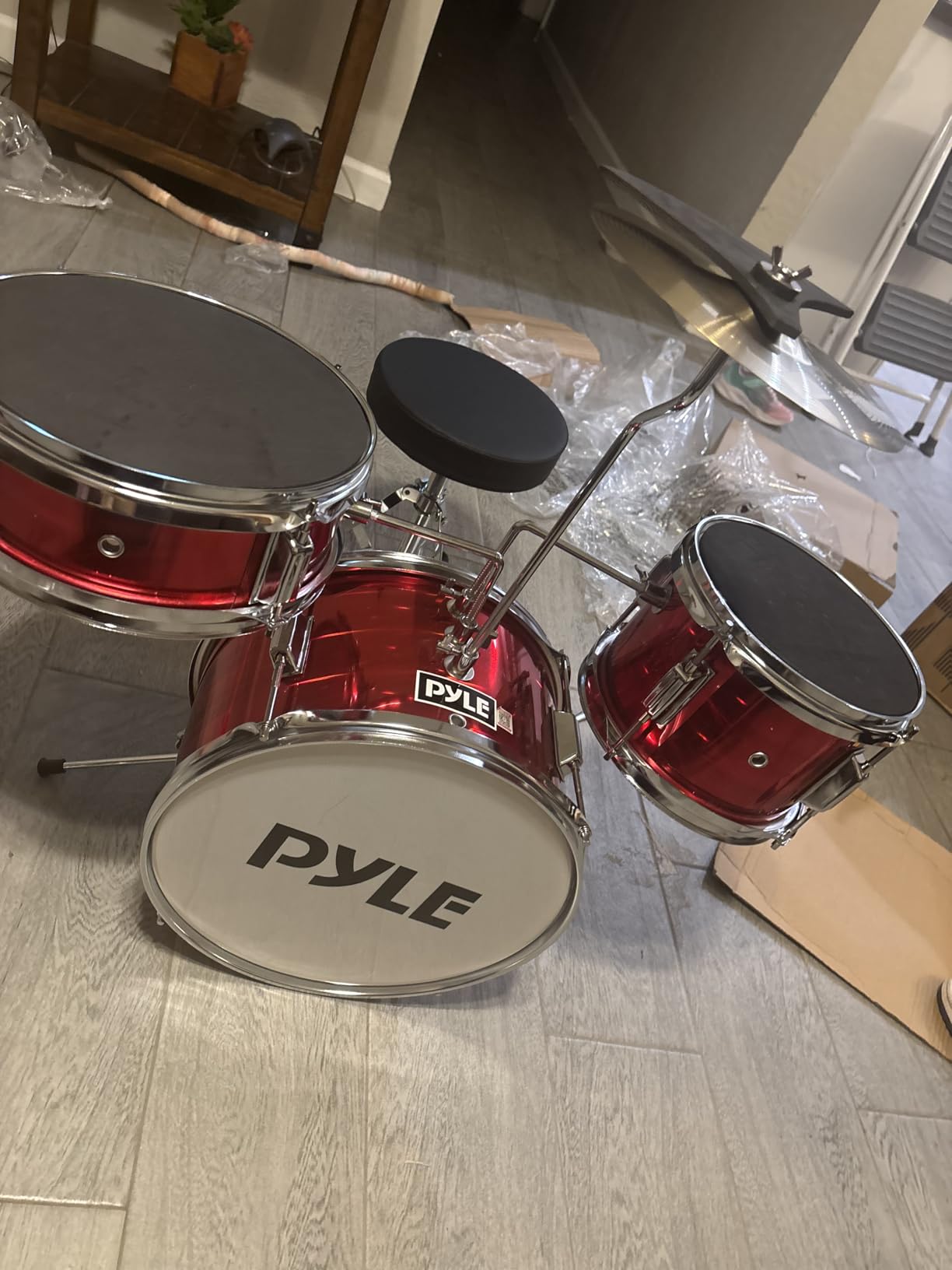 Pyle Kids Drum Set, 3 Piece Beginner Junior Drummer Kit with 13