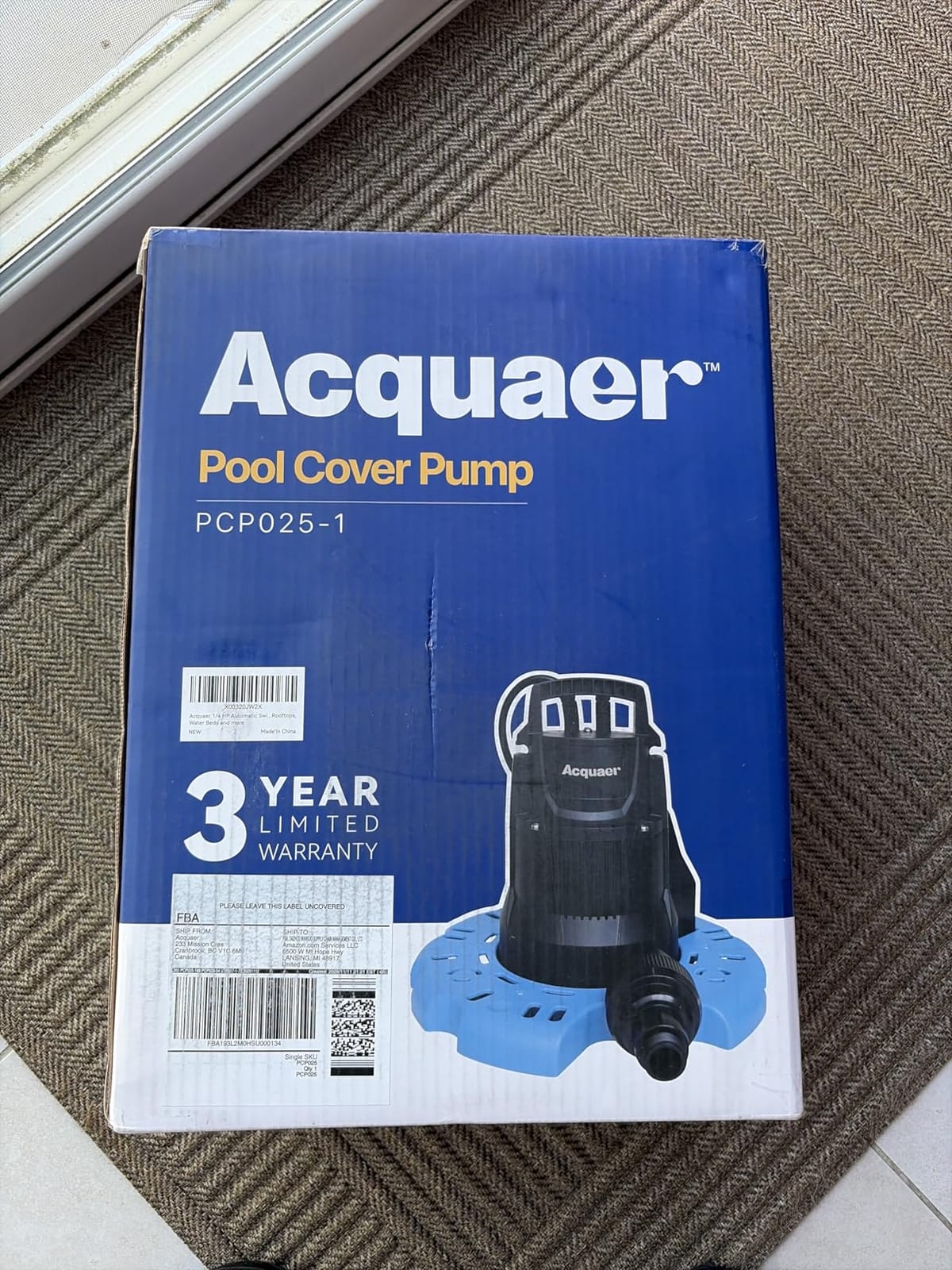 Acquaer 1/4 HP Automatic Swimming Pool Cover Pump, 2250 GPH Submersible Sump Pump with 3/4” Check Valve Adapter & 25ft Power Cord, Water Removal for Pool, Hot Tubs, Rooftops, Water Beds and more customer photo 2
