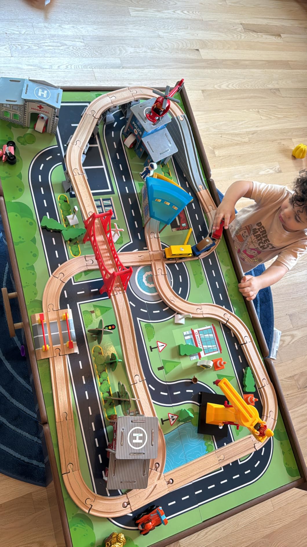 Best Choice Products 50 Inch Wooden Train Table Set for Toddlers, 70-Piece Kids Train Table with Storage Drawer, Reversible Tabletop, Train Tracks & Accessories for Boys & Girls - Natural customer photo 1