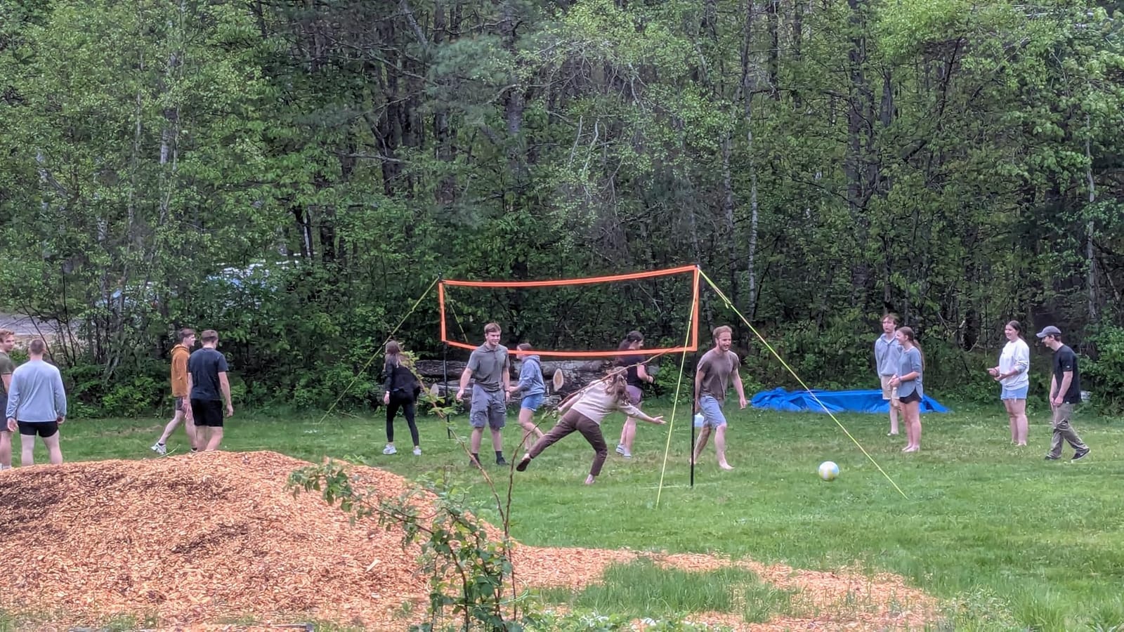 Outdoor Volleyball Net for Backyard, 32FT Anti-Sag Net with Steel Poles customer photo 1