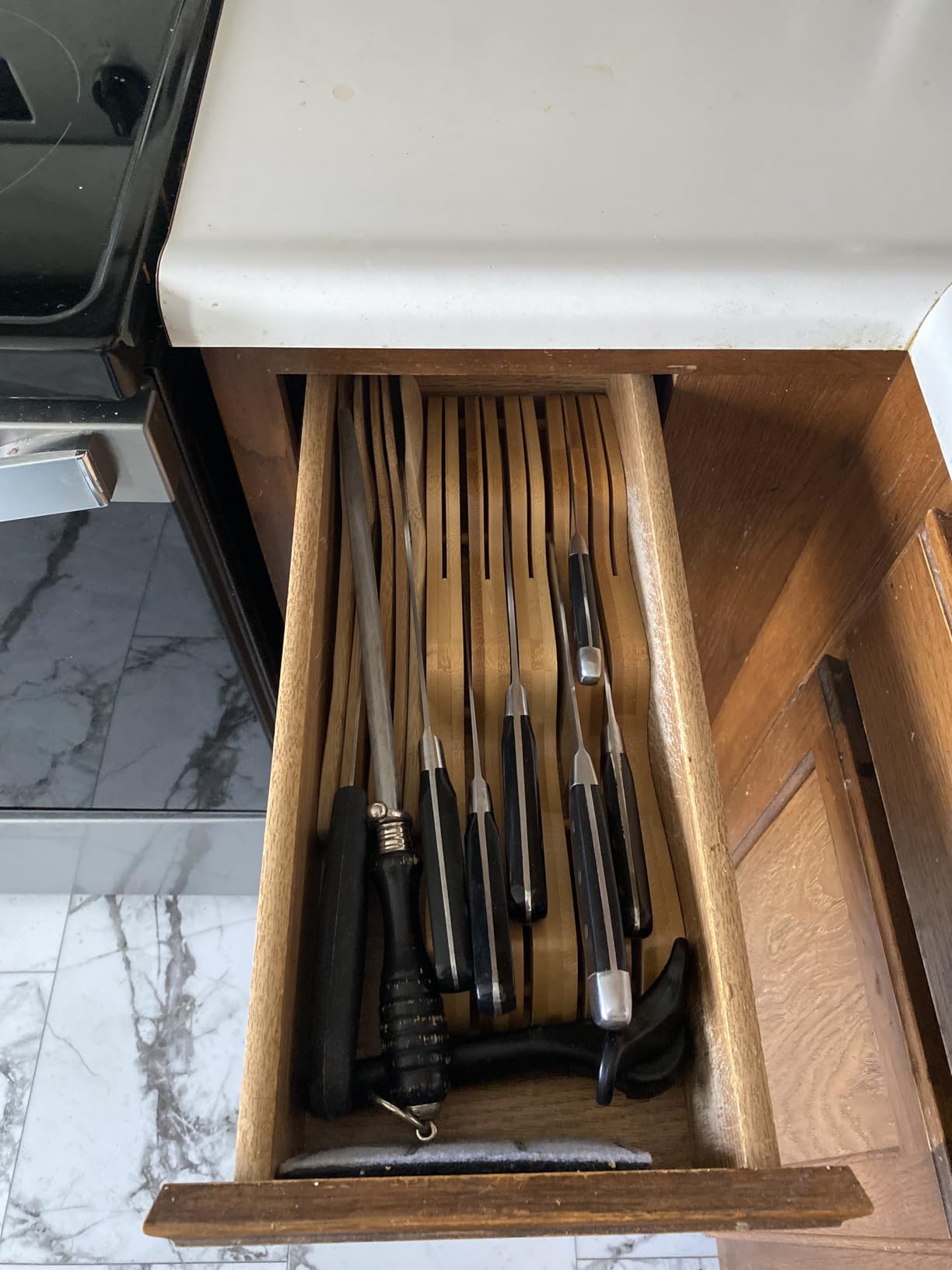 Bamboo Knife Block Holder, 9 Knives Dock, In-Drawer Knife Drawer Organizer customer photo 2
