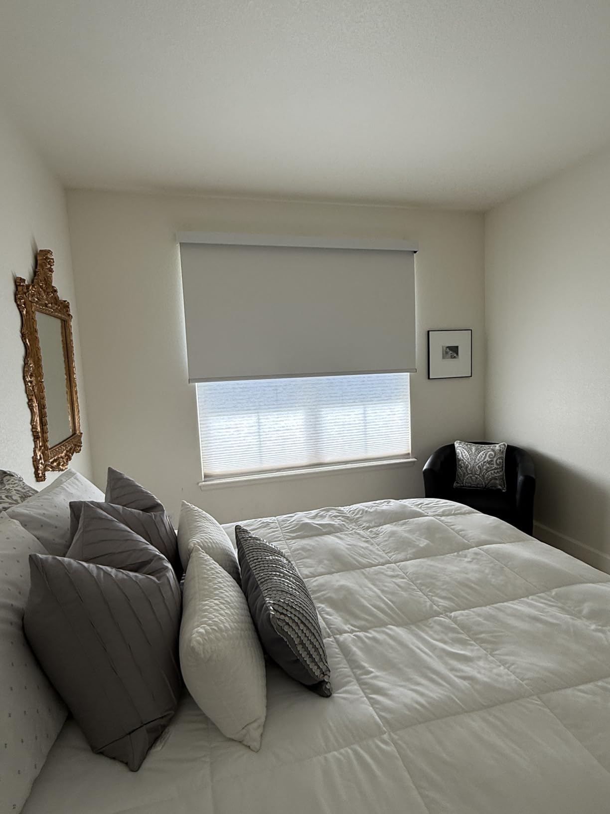 Motorized Roller Shades, 100% Blackout, Gentle White customer photo 1