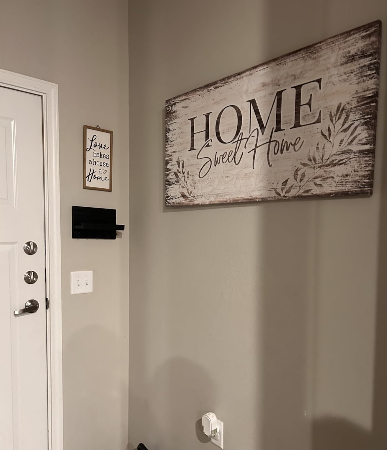 arteWOODS Home Sweet Home Wall Art Sign Large Dark Brown Farmhouse Wall Sign for Living Room Decoration Wooden Board Design Canvas Prints Modern Rustic Artwork Leaf Pictures Wall Decor 20