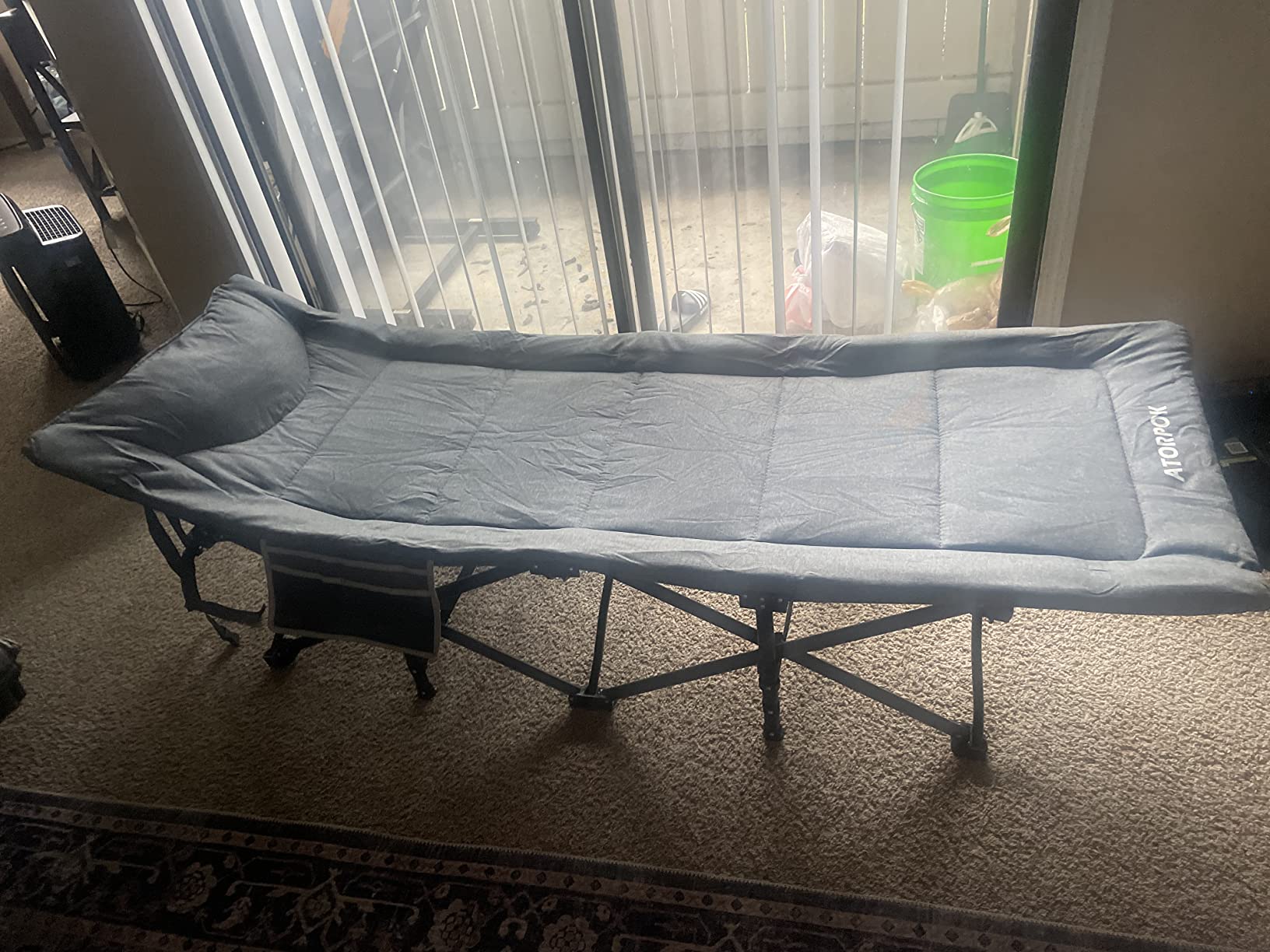 ATORPOK Folding Camping Cot for Adults with Cushion and Pillow | Portable Sleeping Bed with Carry Bag; 450LBS Heavy Duty Support customer photo 1