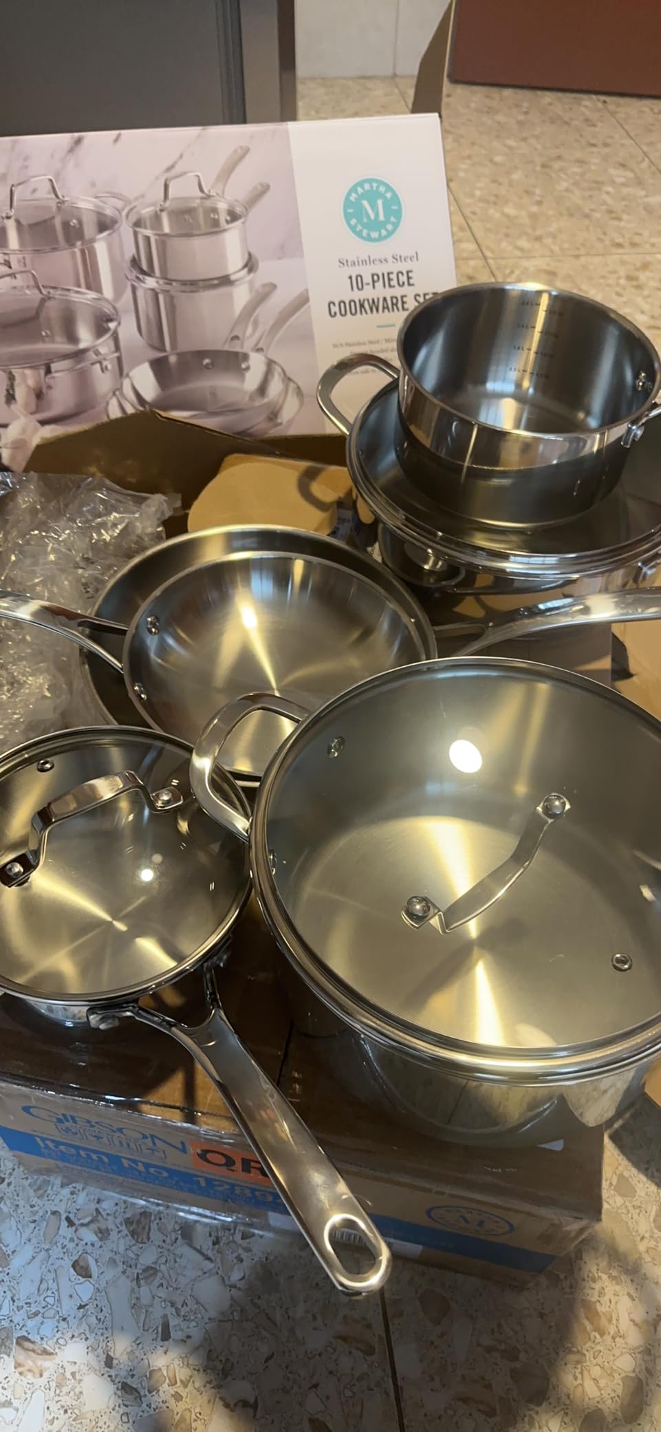 Martha Stewart Castelle 10 Piece 18/8 Durable Stainless Steel Induction Safe Non-Toxic Triply Bottom Kitchen Pots and Pans Cookware Set - Dishwasher Safe customer photo 2