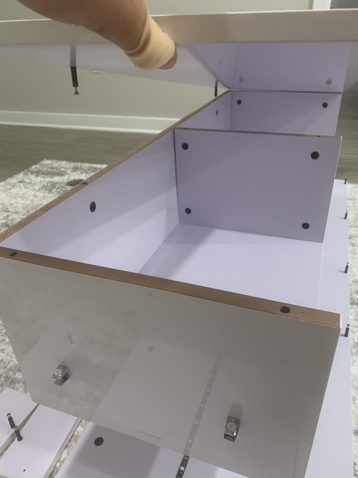 Nrizc White LED TV Stand for 75 Inch TV, High Gloss Entertainment Center with Storage Drawer, Console Table for Living Room, Bedroom customer photo 2