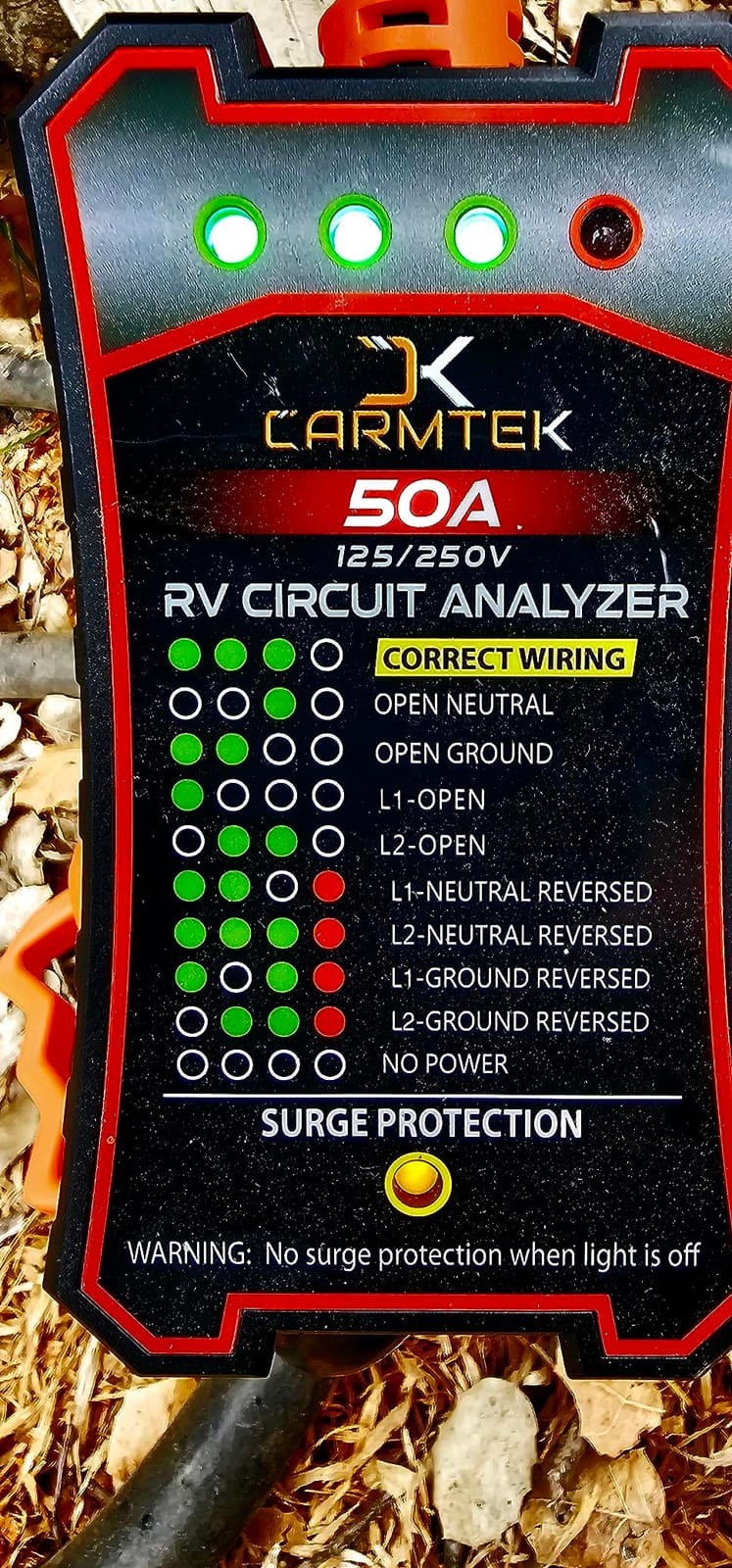 CARMTEK RV Surge Protector 50 Amp - RV Circuit Analyzer with Integrated Surge Protection, Smart 50 Amp Surge Voltage Defender with Grip Handles customer photo 2