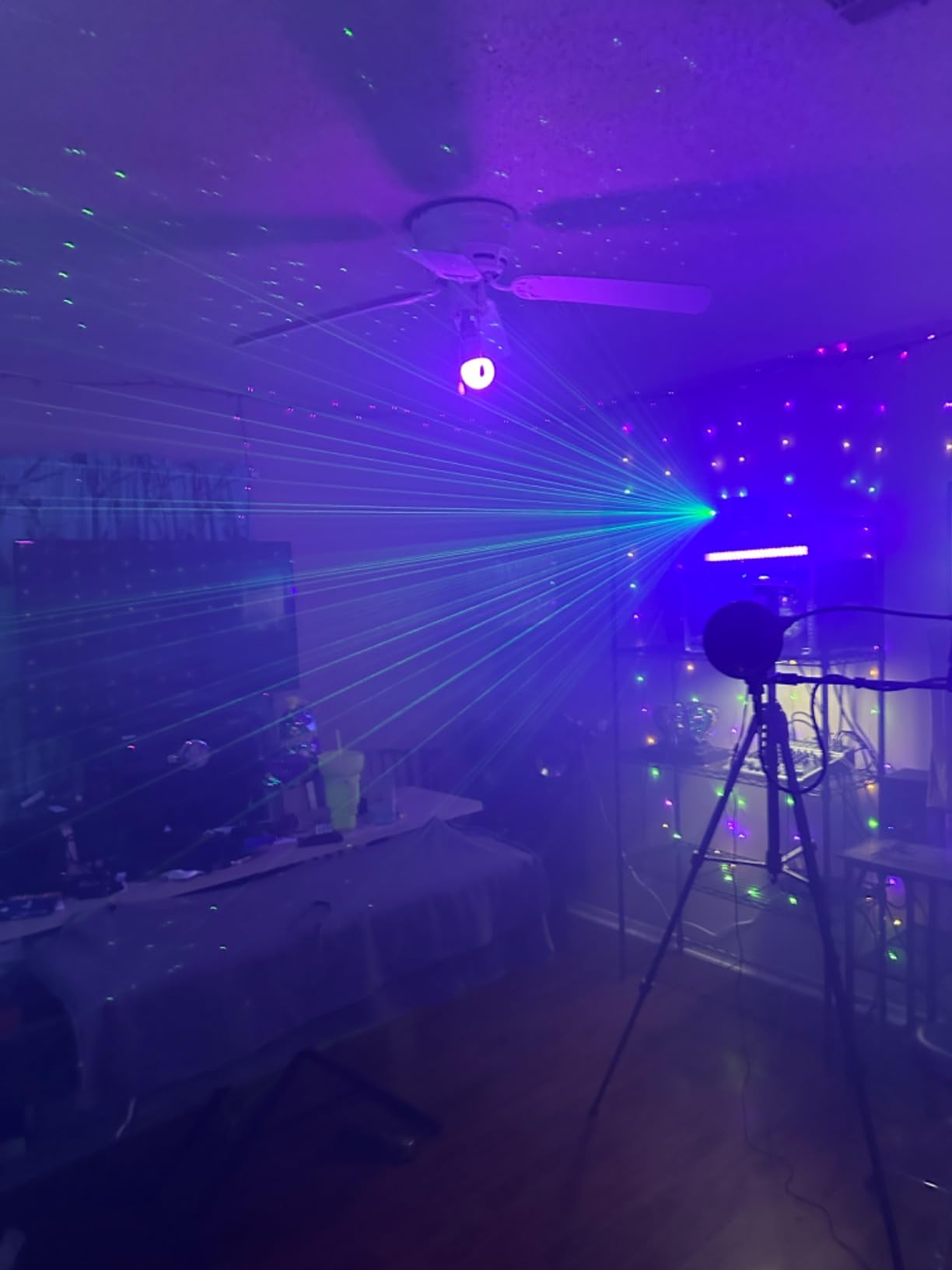 Telbum DJ Lights with Stand, 5 in 1 Party Bar Light Set with Rotating Ball, Strobe, UV, Colorful LED Par Light and Pattern, Sound Activated DJ Lighting System for Disco Stage Gig Band Wedding customer photo 1