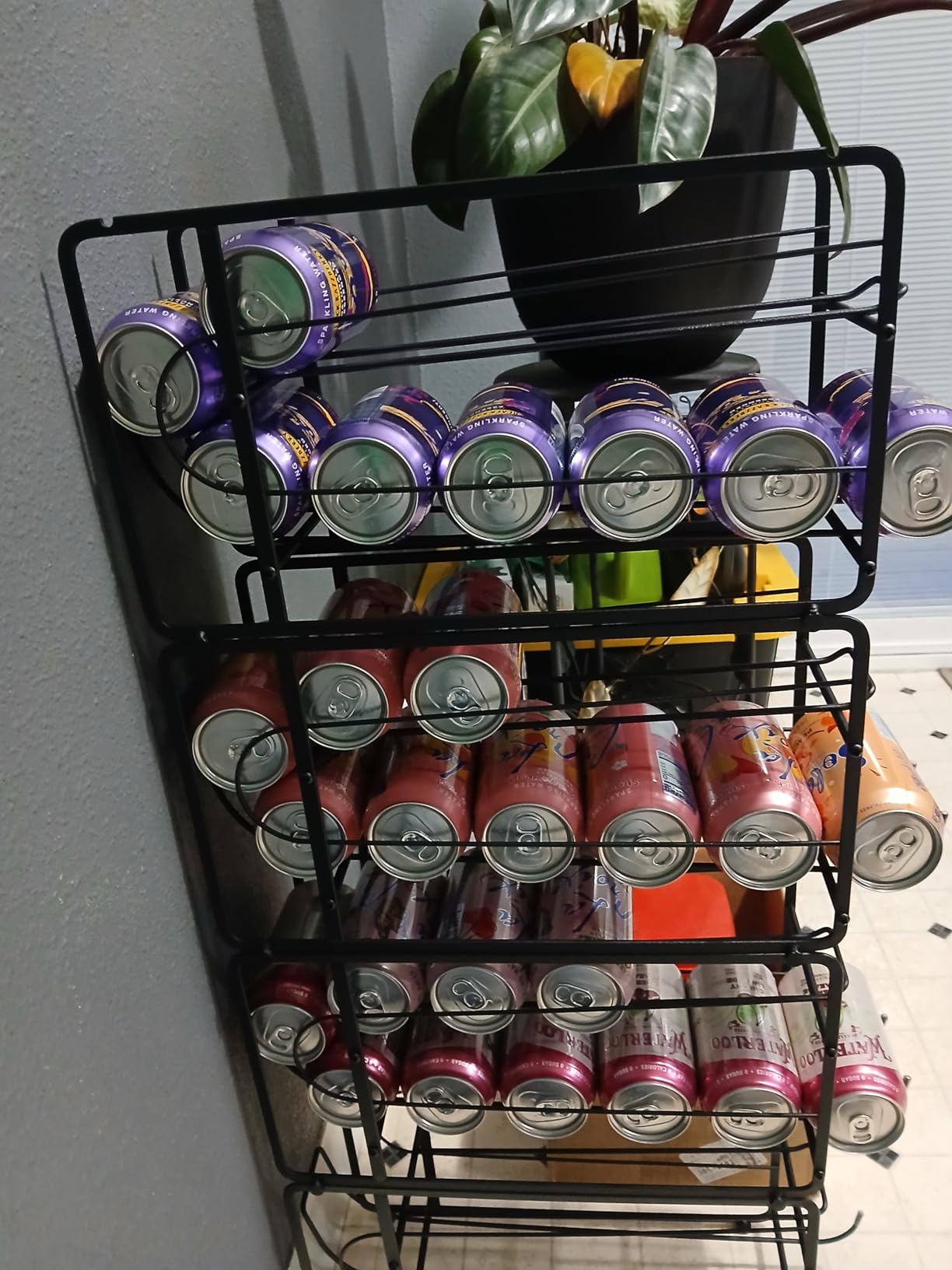CANYAVE Soda Can Organizer Storage Rack, 2 Pack Stackable Beverage Soda Can Dispenser Organizer Holder for Refrigerator, Cabinet, Pantry (Black) customer photo 1