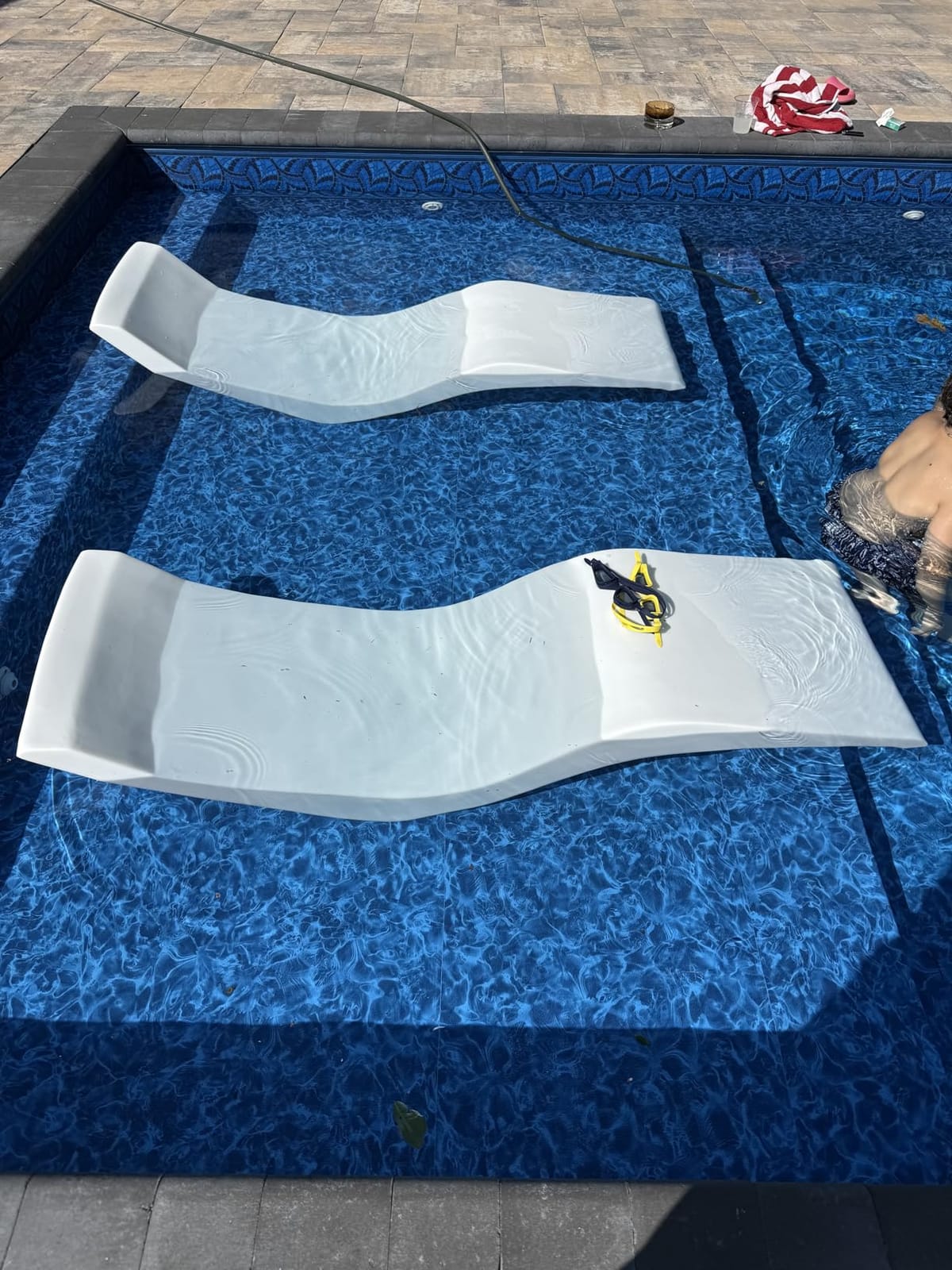 Aqua Outdoors Luxury In-Pool Chaise Lounge Chairs, 2-Pack for Tanning Ledge & Sun Shelf, Fits 9 Inch Water Depth, Heavy-Duty LDPE Water-Weighted Pool Loungers, UV-Resistant, Sandstone Granite. customer photo 1