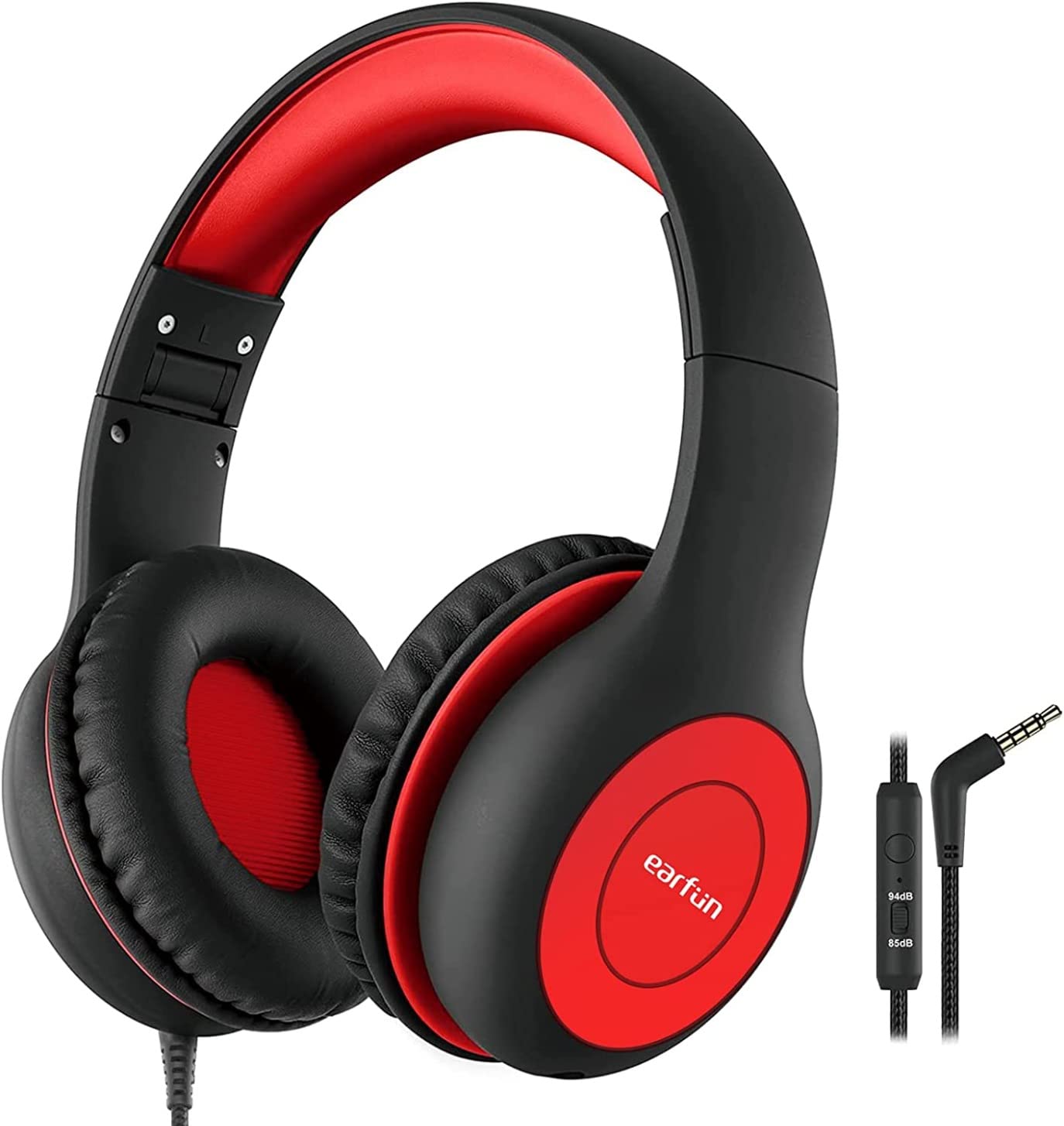 EarFun K1 Kids Headphones Wired with Mic, Volume Limit Headphones for Kids | Portable Wired Headphone with Shareport, Stereo Sound, Foldable Headset for School/Toddler/Tablet/iPad/Kindle, Black Red customer photo 2