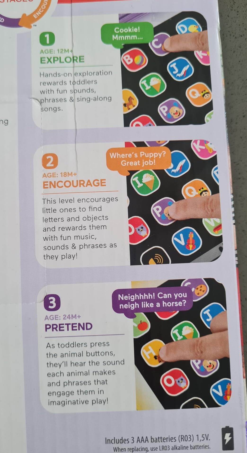 Fisher-Price Toddler Learning Toy Laugh & Learn Smart Stages Tablet Pretend Computer with Music & Lights for Kids Ages 1+ Years customer photo 2