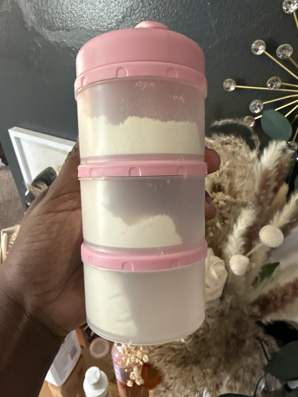 Termichy Stackable Formula Dispenser Portable Milk Powder Container, 2 Pack, Light Pink customer photo 2